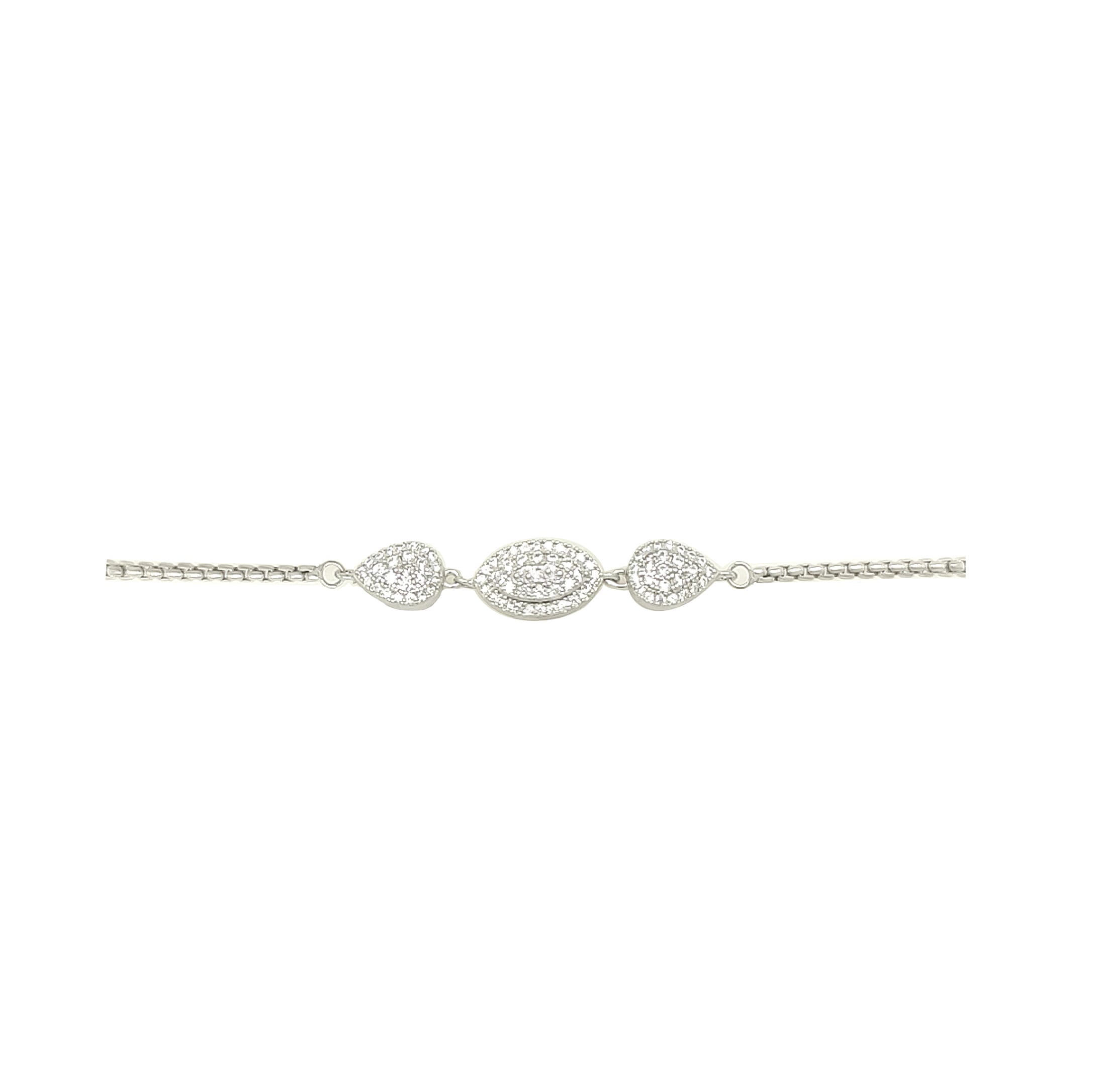 Asfour Crystal 925 Sterling Silver Pear Bracelet