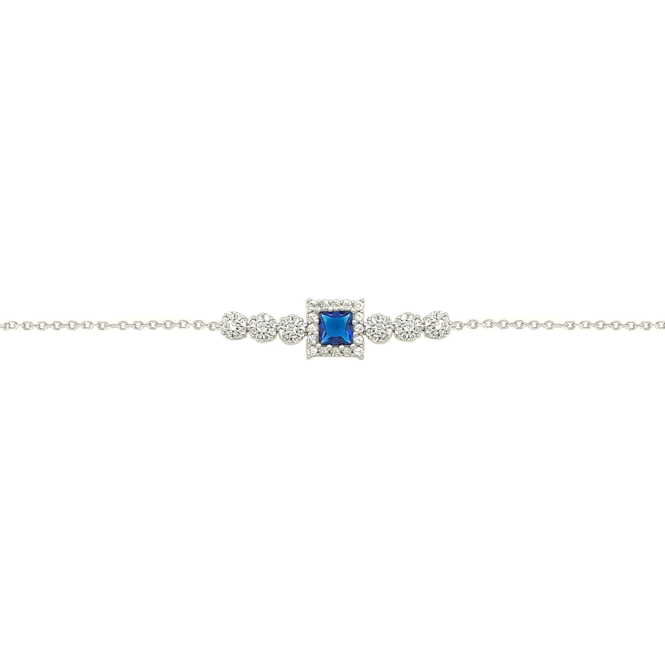 Asfour Crystal 925 Sterling Silver Square & Circles Bracelet