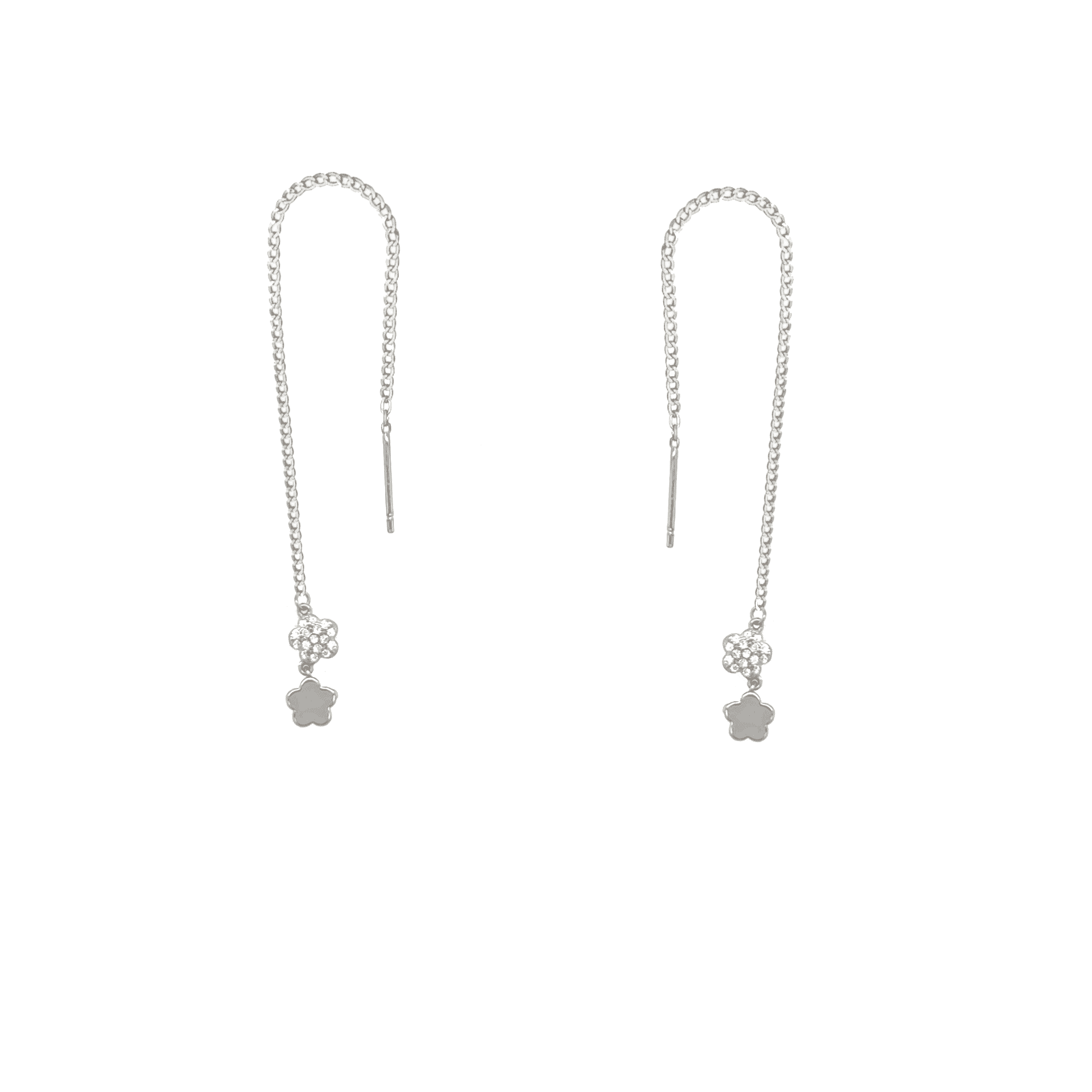 Asfour Zircon Rounded Shape 925 Sterling Silver Earring,Clear