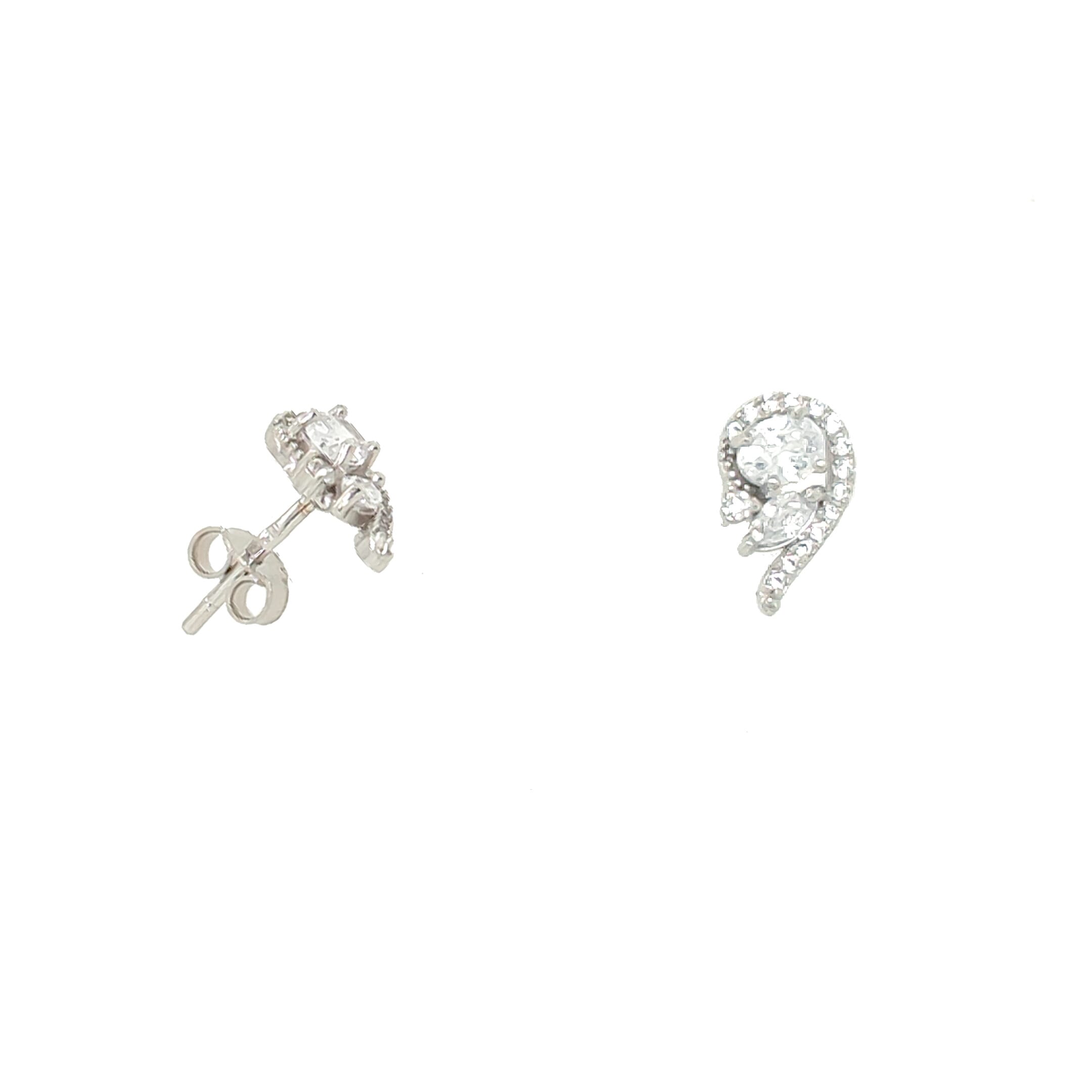 Asfour Crystal 925 Sterling Silver Half Heart Earring