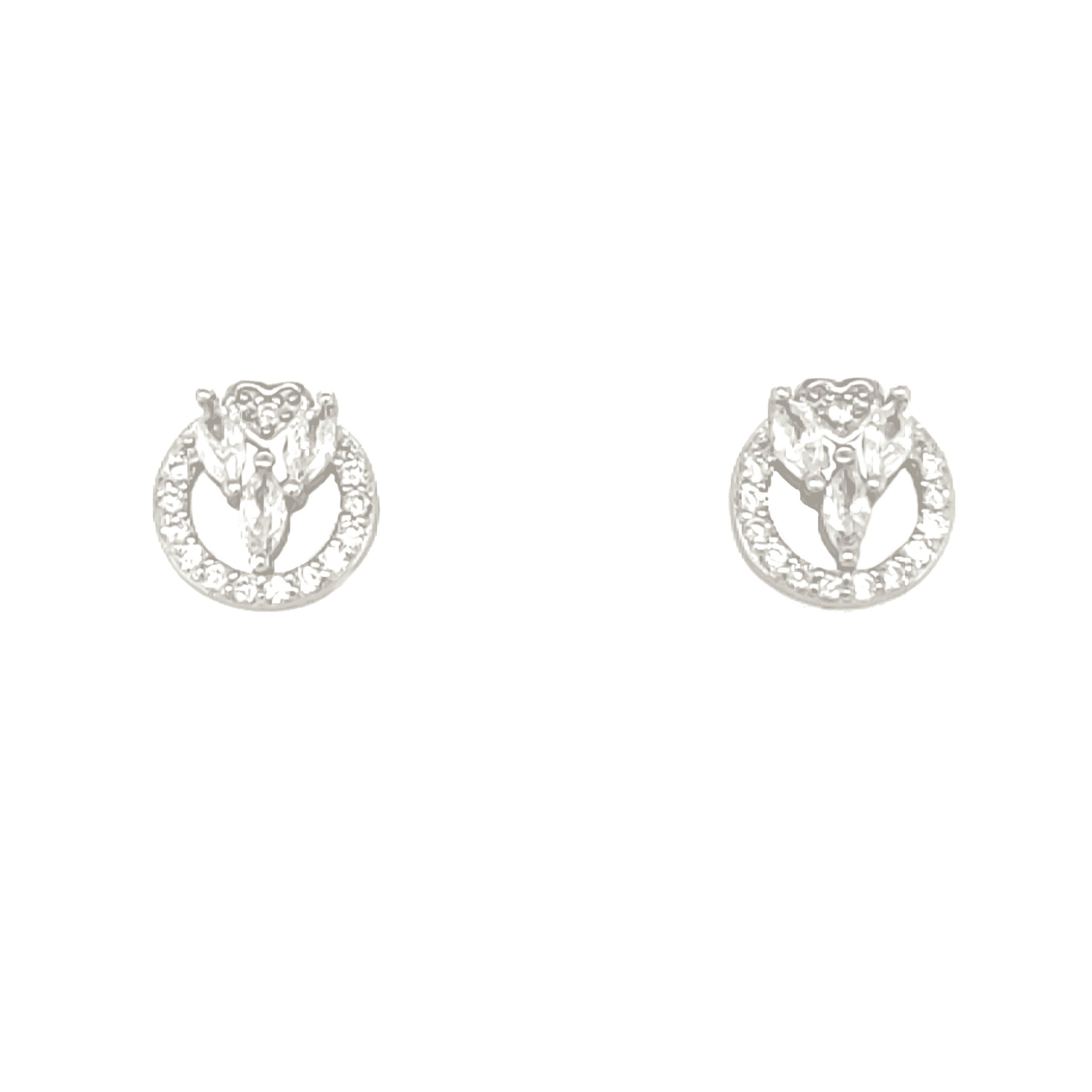 Asfour rounded + tear drop Zircon Stone Silver 925 Earring - ER0174