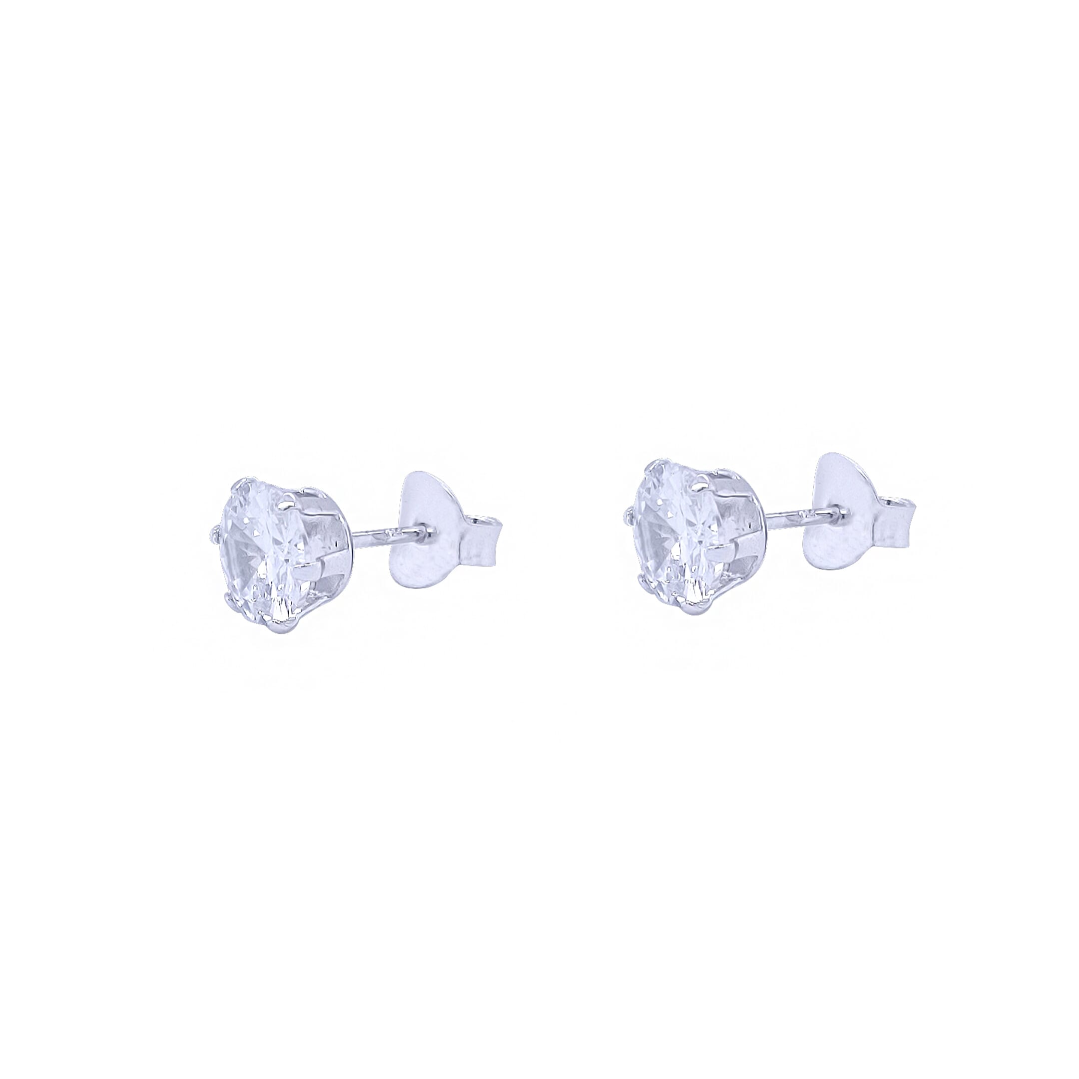 Asfour Stud Earring Made Of 925 Sterling Silver Inlaid With A Round Transparent Zircon Stone