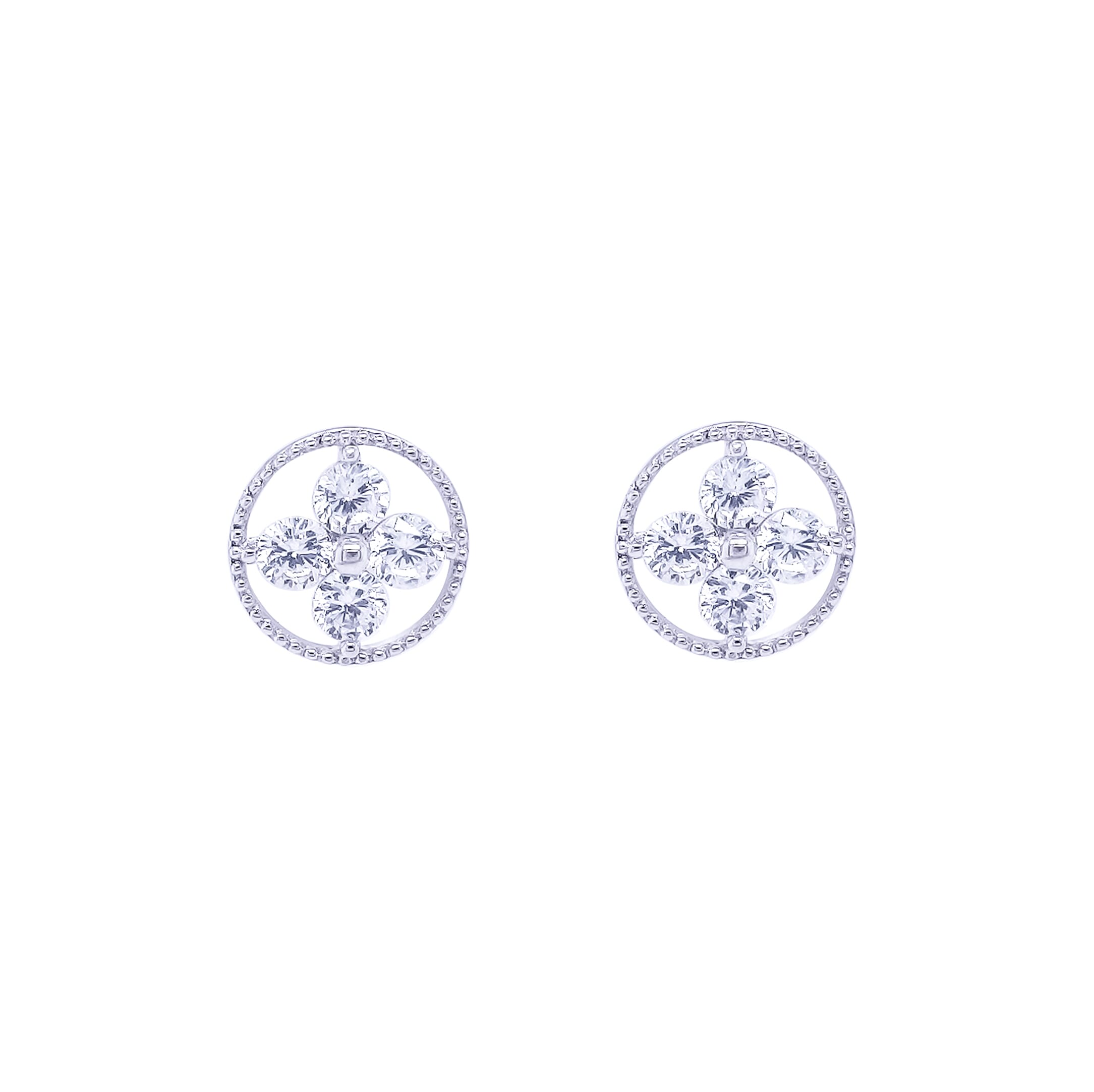 Asfour Stud Earring Made Of 925 Sterling Silver In The Shape Of A Hollow Circle, And Its Frame Is Studded With Zircon Stones