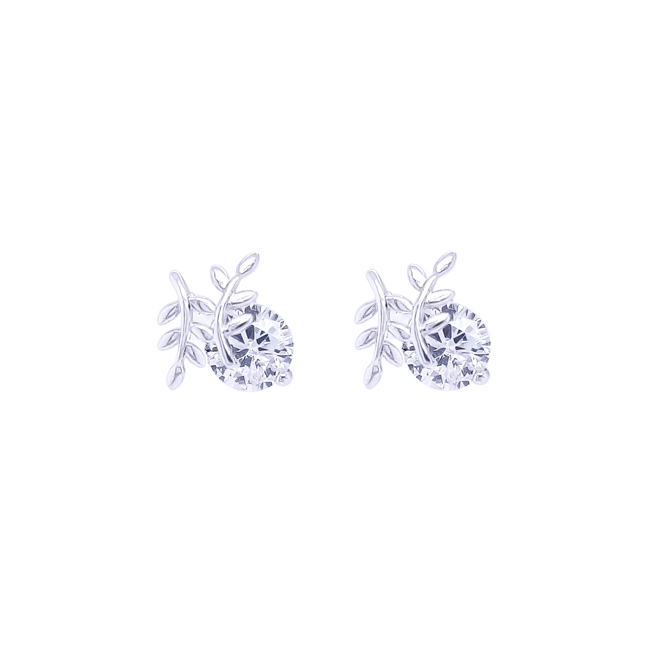 Asfour Stud Earring Made Of 925 Sterling Silver, With A Design In The Shape Of Two Tree Branches