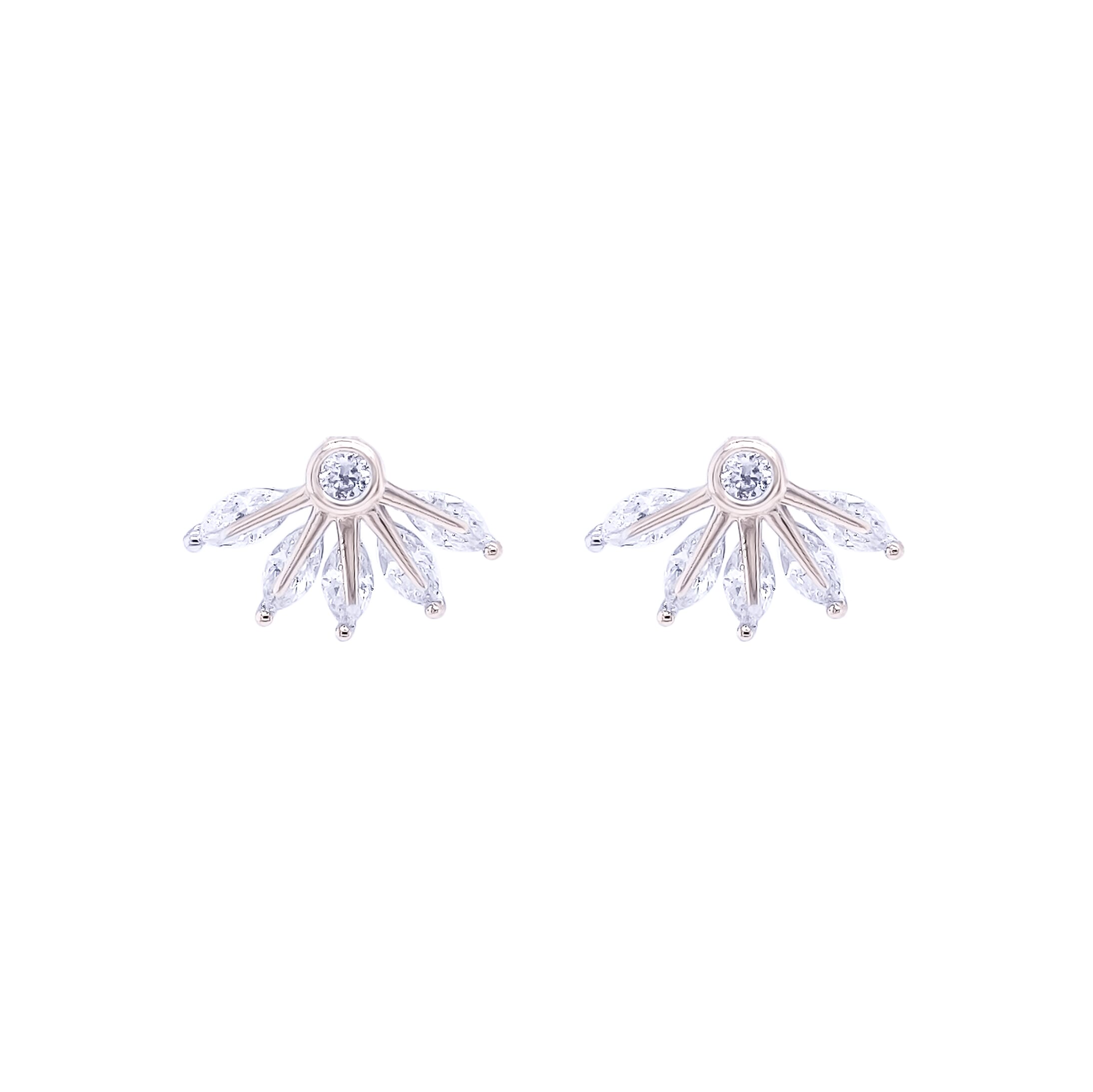 Asfour Stud Earring Made Of 925 Sterling Silver, With A Hand Fan-Shaped Design With Five Arms
