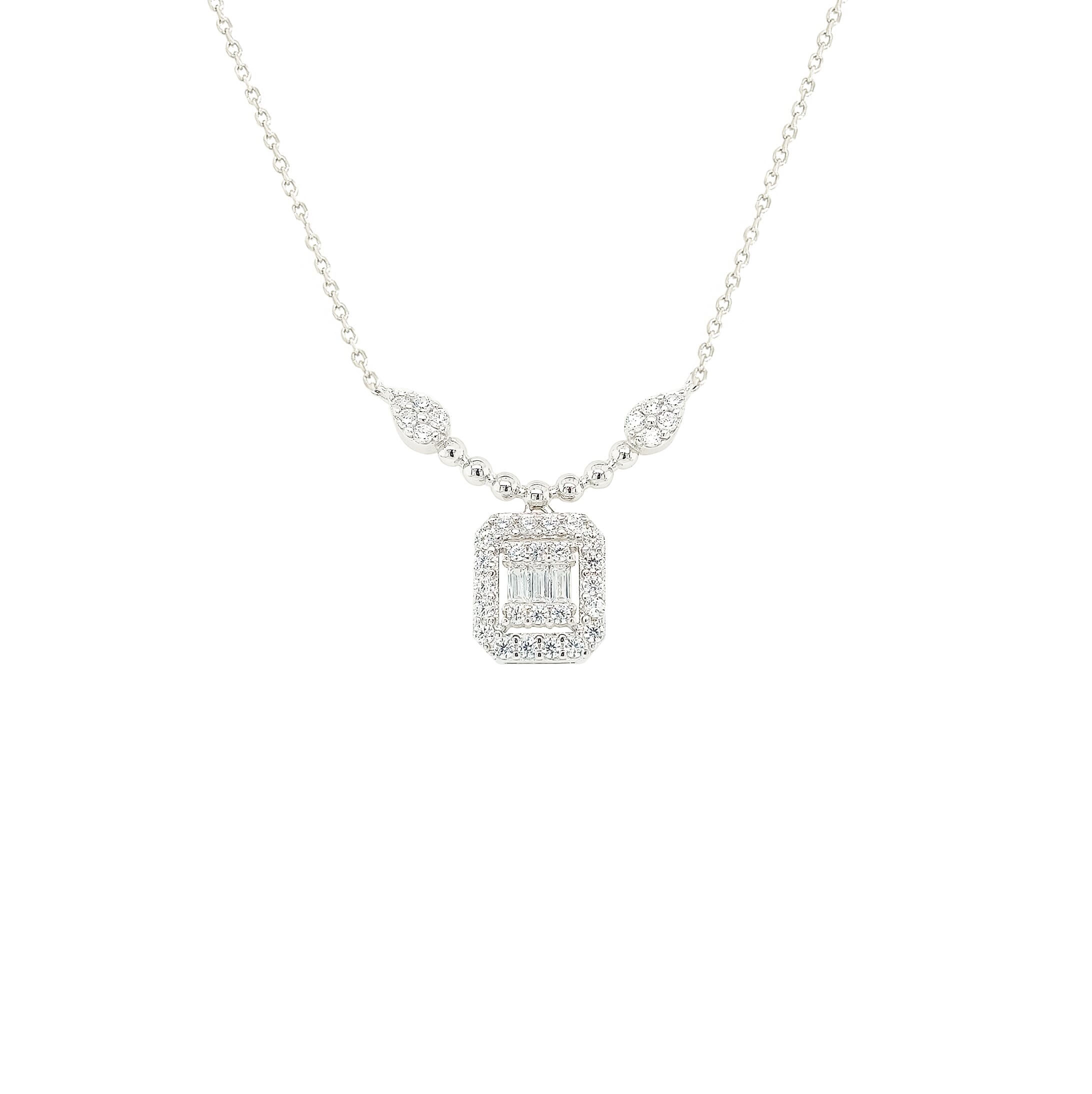 Asfour Crystal Necklaces With Clear Zircon NK0009-Silver