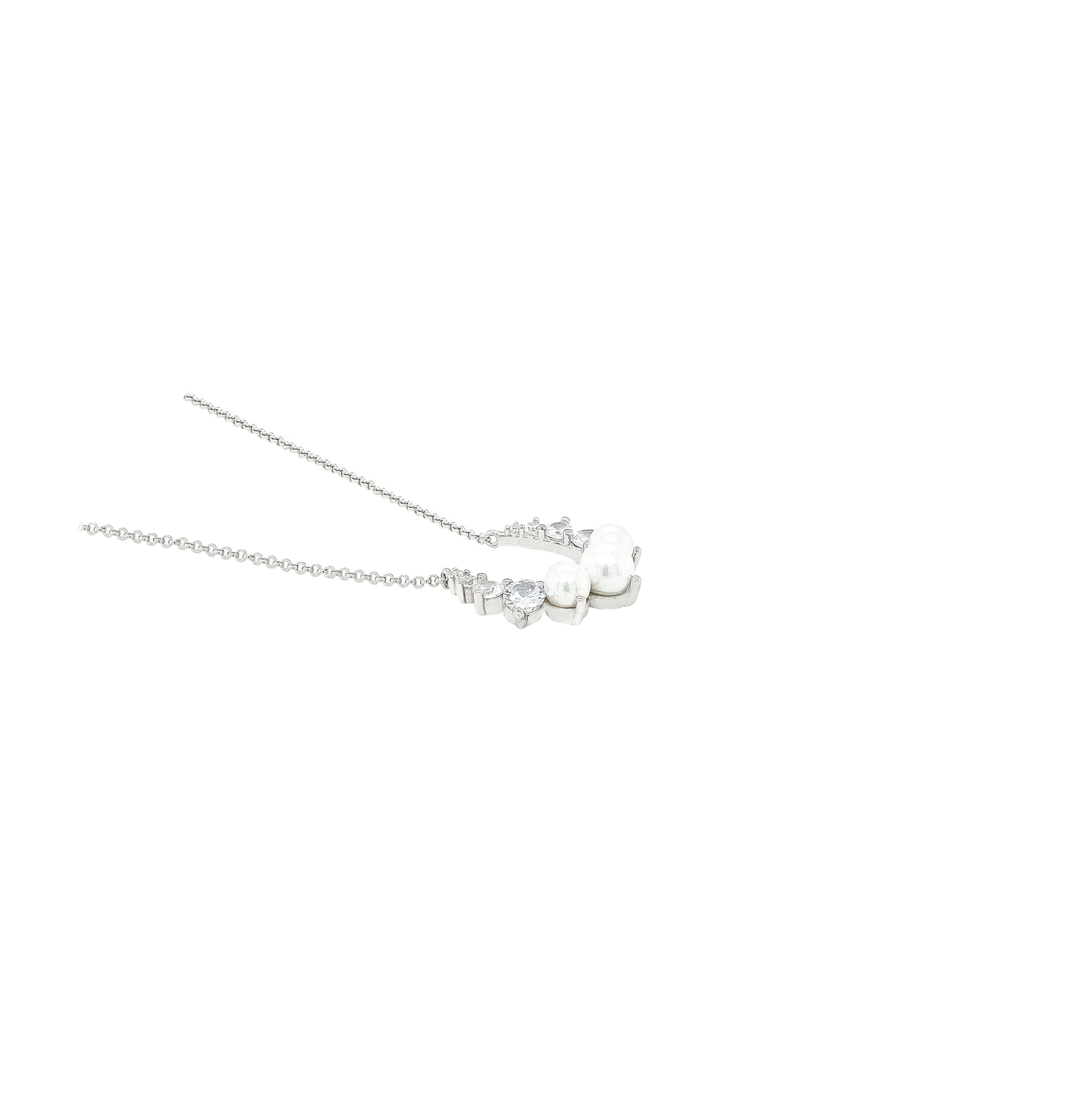 Asfour Crystal Necklaces With Clear Zircon NK0010-Silver