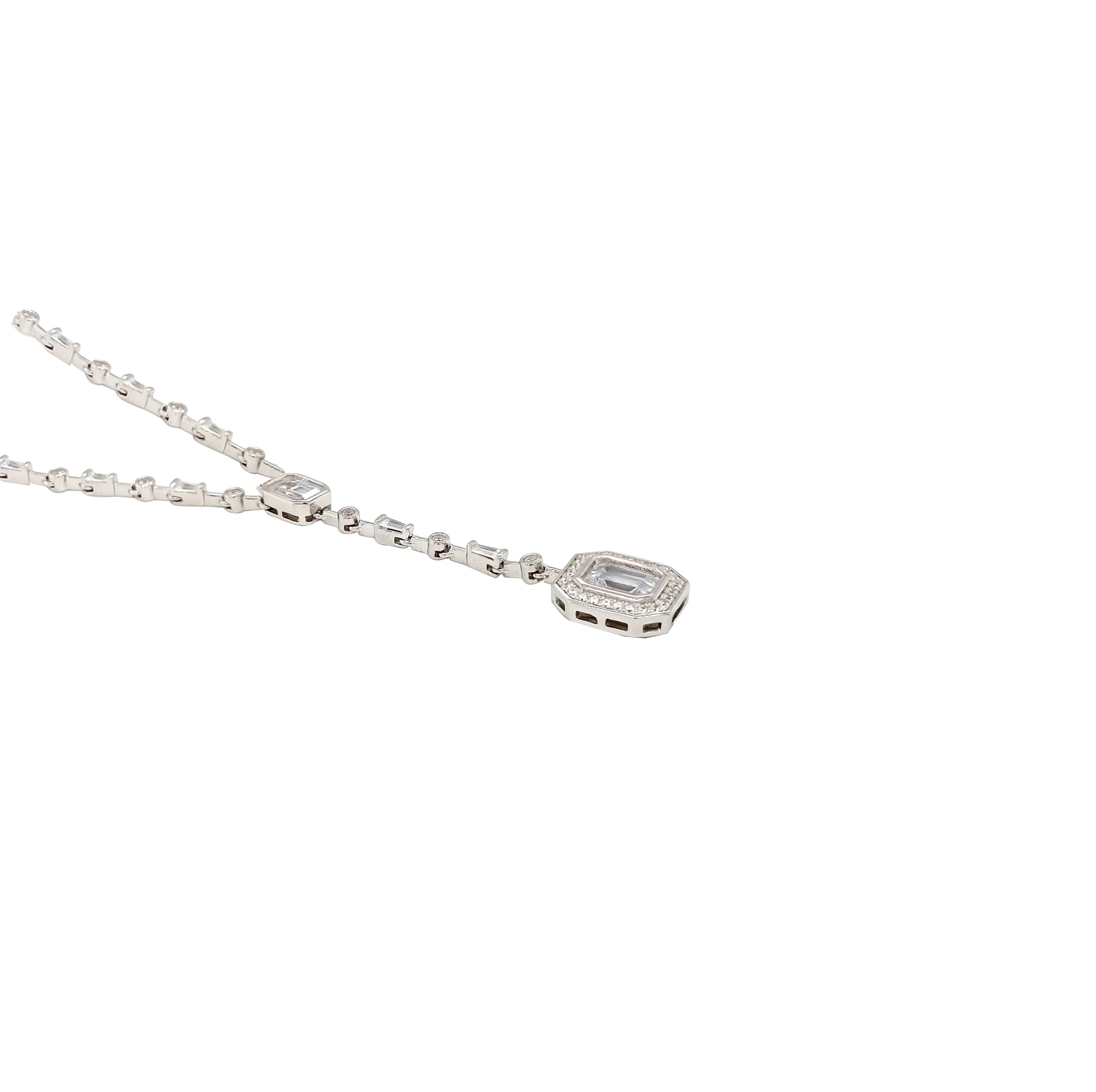 Asfour Crystal Necklaces With Clear Zircon NK0013-Silver