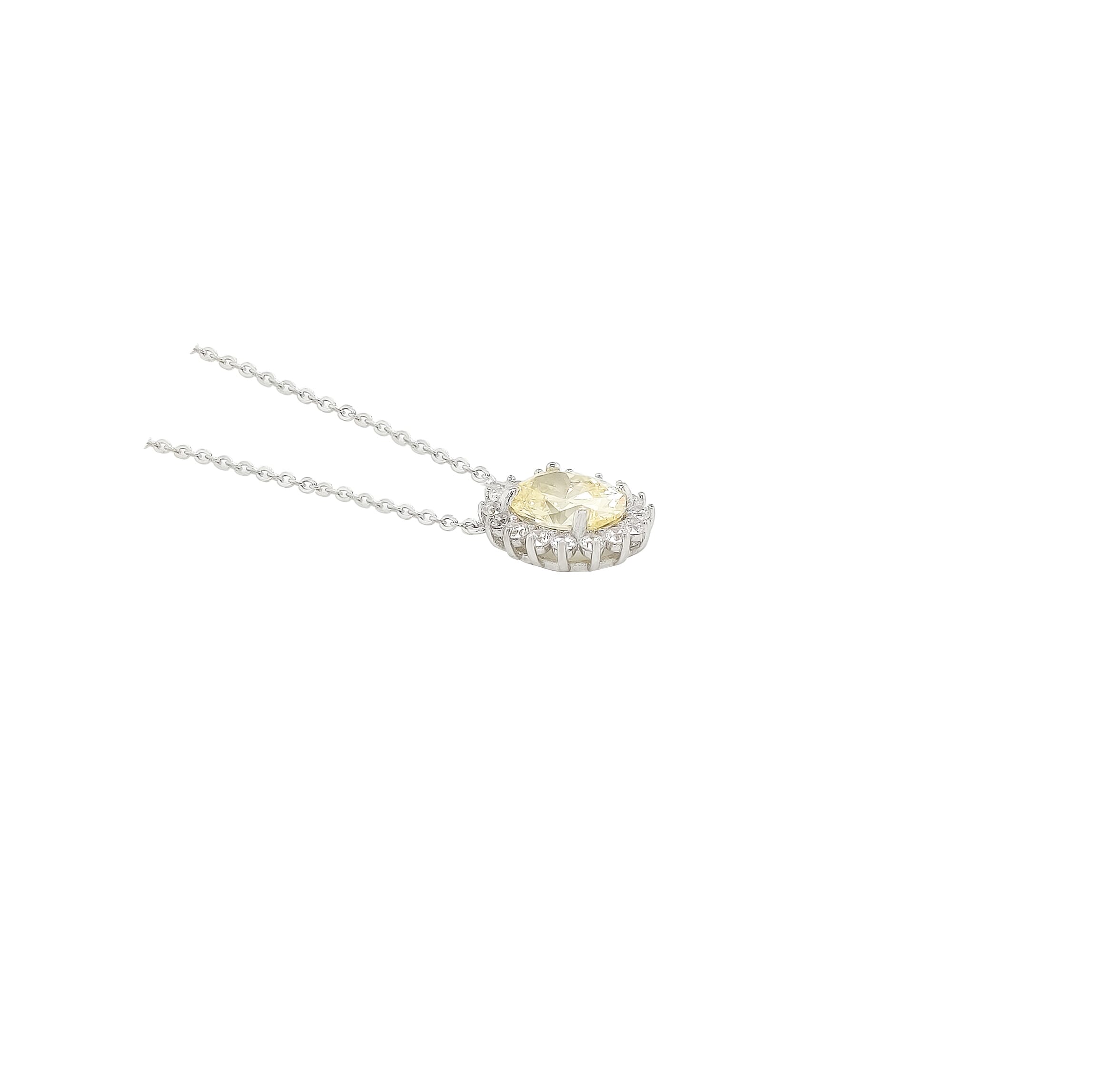 Asfour Crystal Necklaces With Clear & Yellow Zircon NK0023-Y-Silver