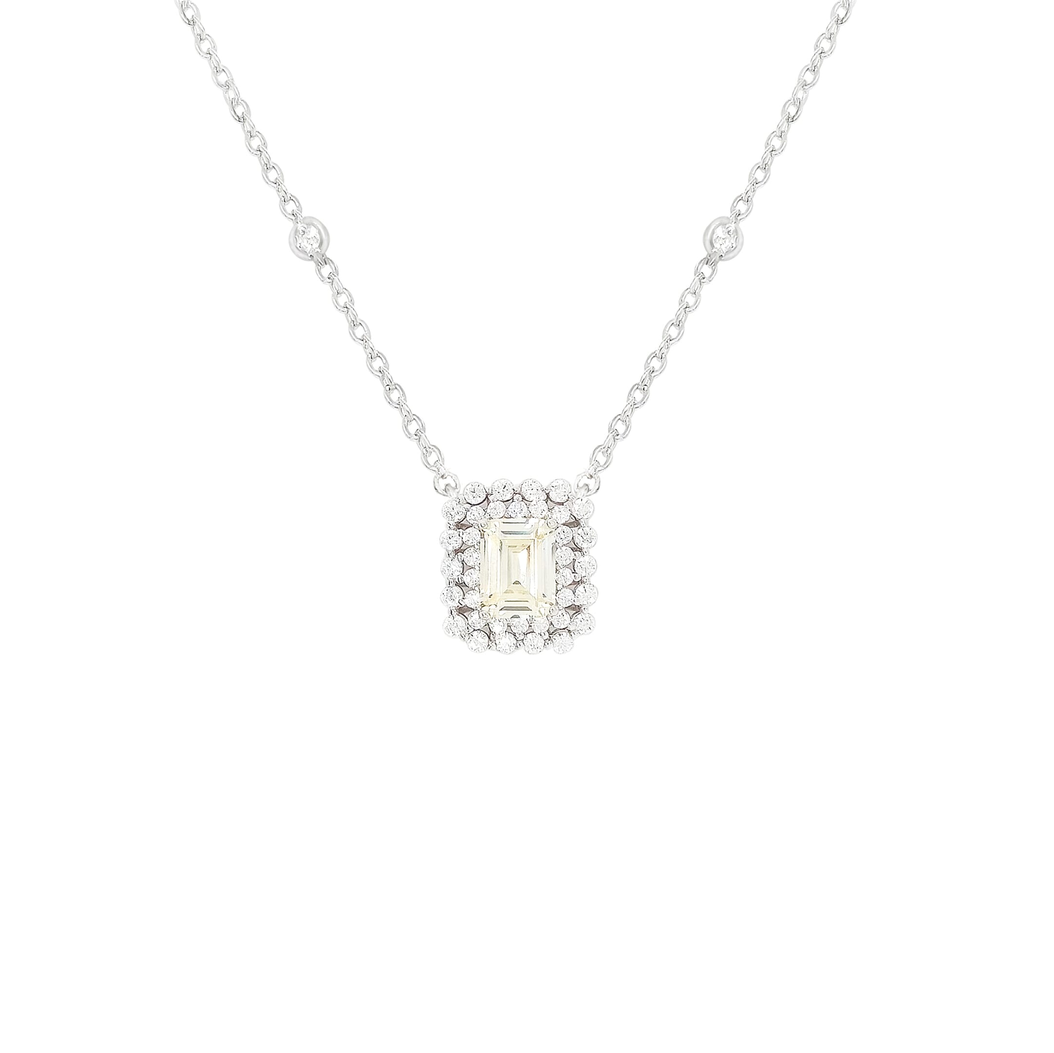Asfour Crystal Necklaces With Clear & Yellow Zircon NK0033-Y-Silver