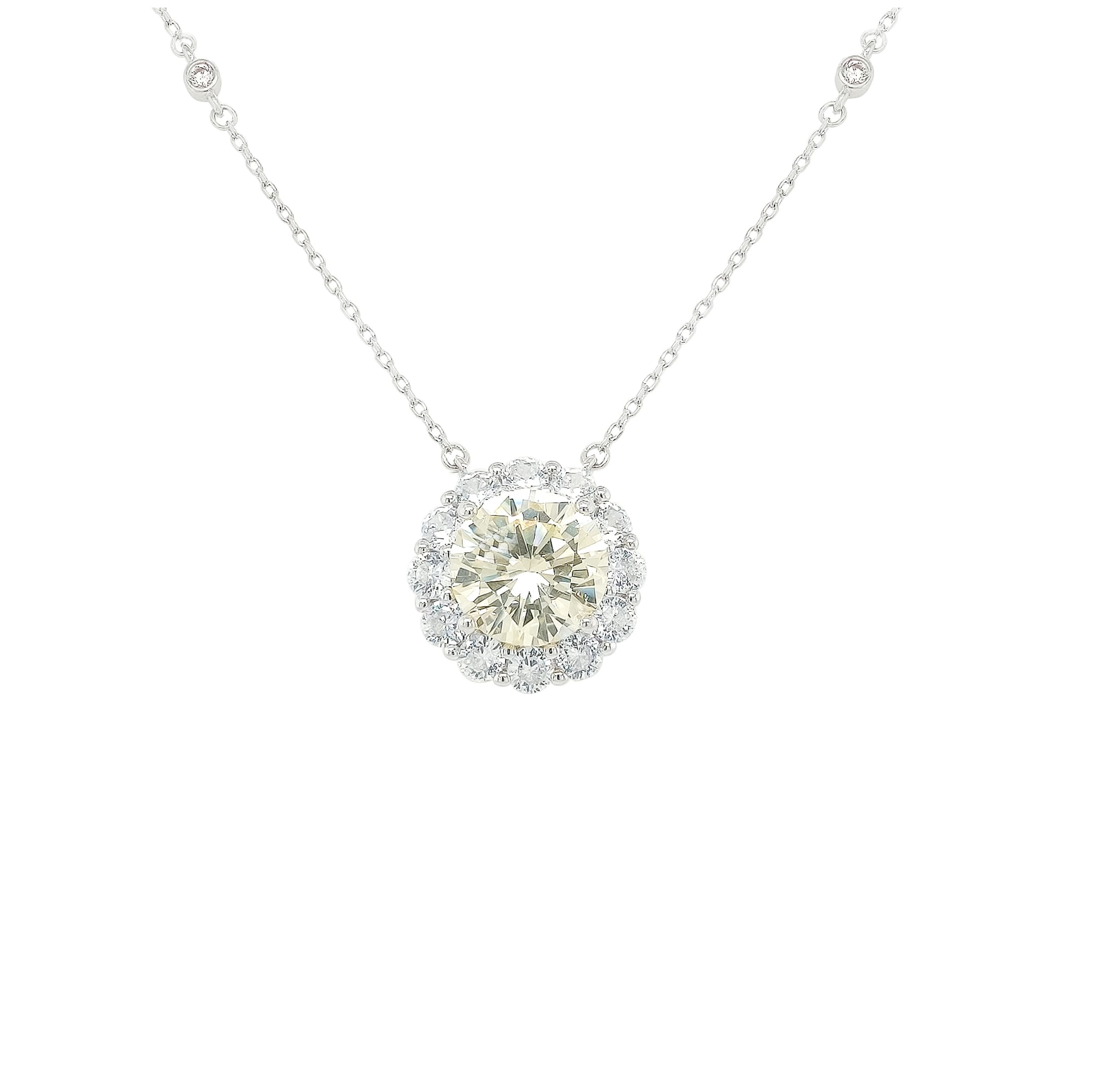 Asfour CrystalNecklaces With Clear & YellowZircon NK0034-Y-Silver