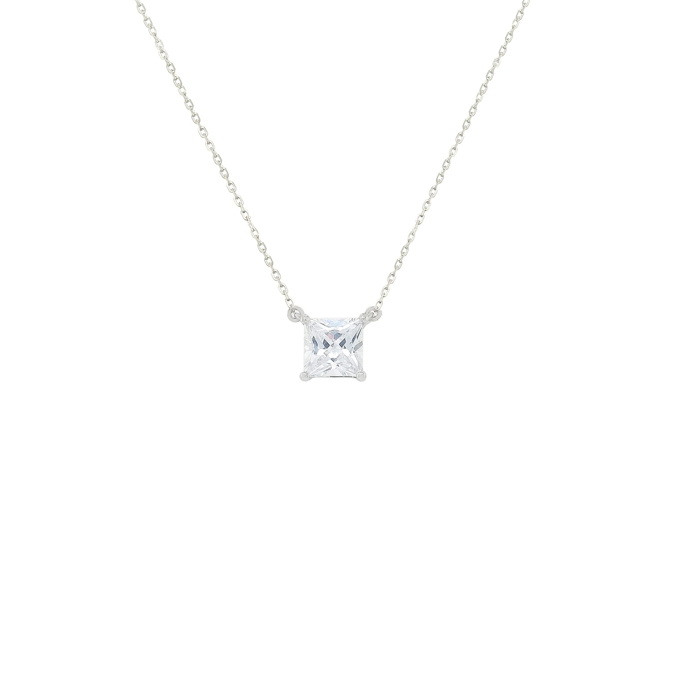 Asfour Crystal Necklaces With Clear Zircon NK0037-Silver