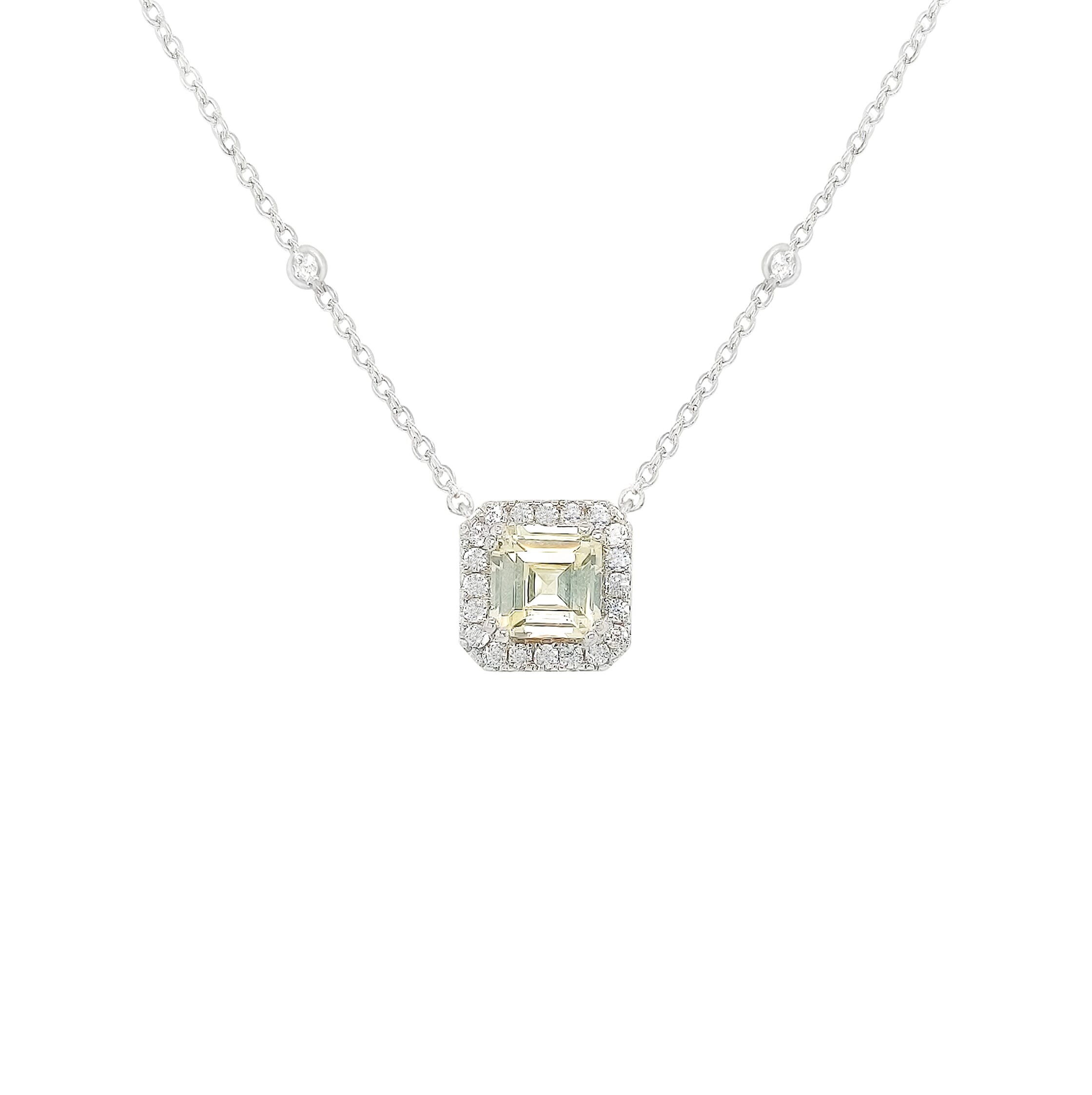 Asfour CrystalNecklaces With Clear & YellowZircon NK0040-Y-Silver