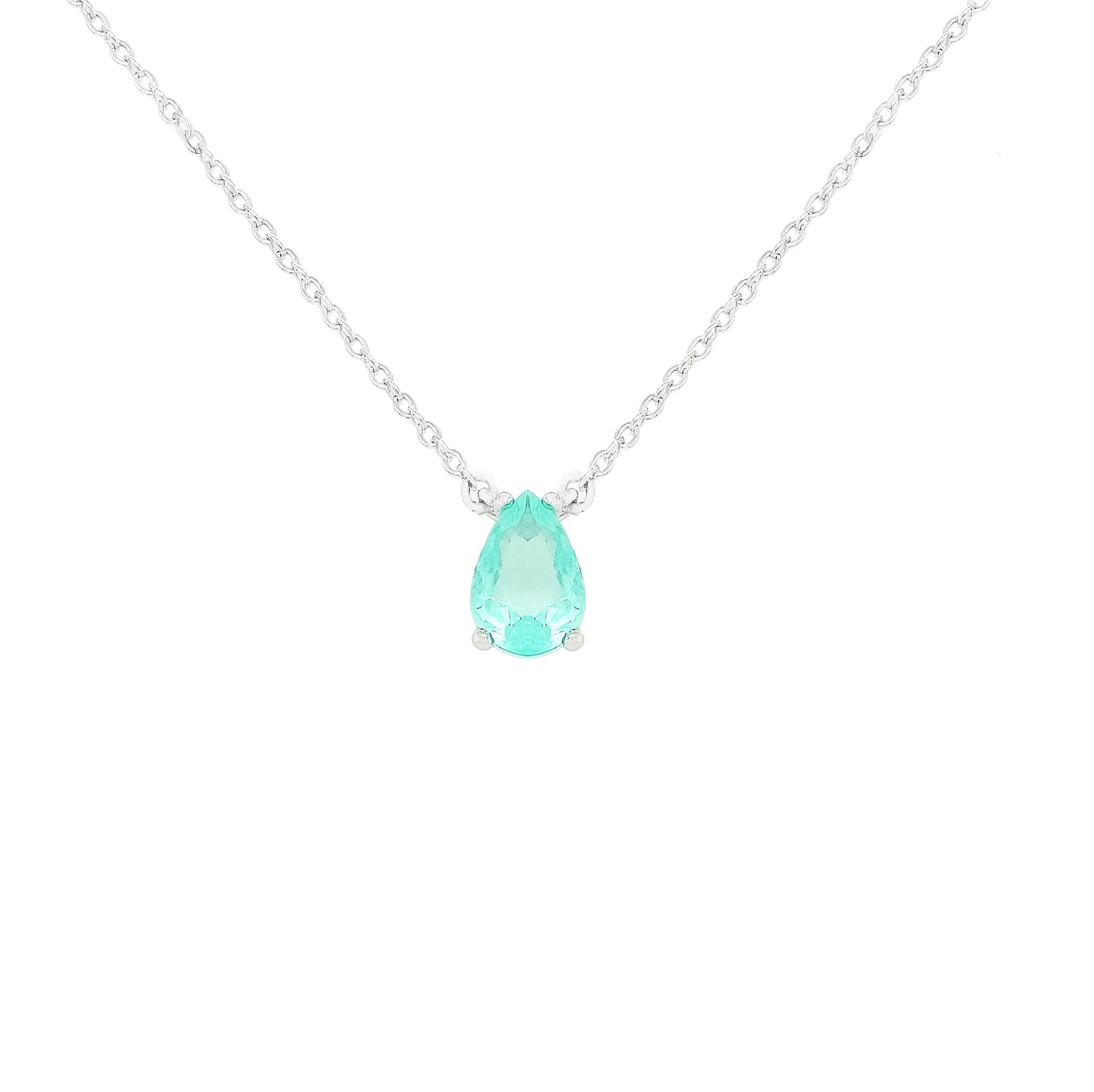 Asfour Crystal Necklaces With Clear & Green Antika Zircon NK0042-GA-Silver