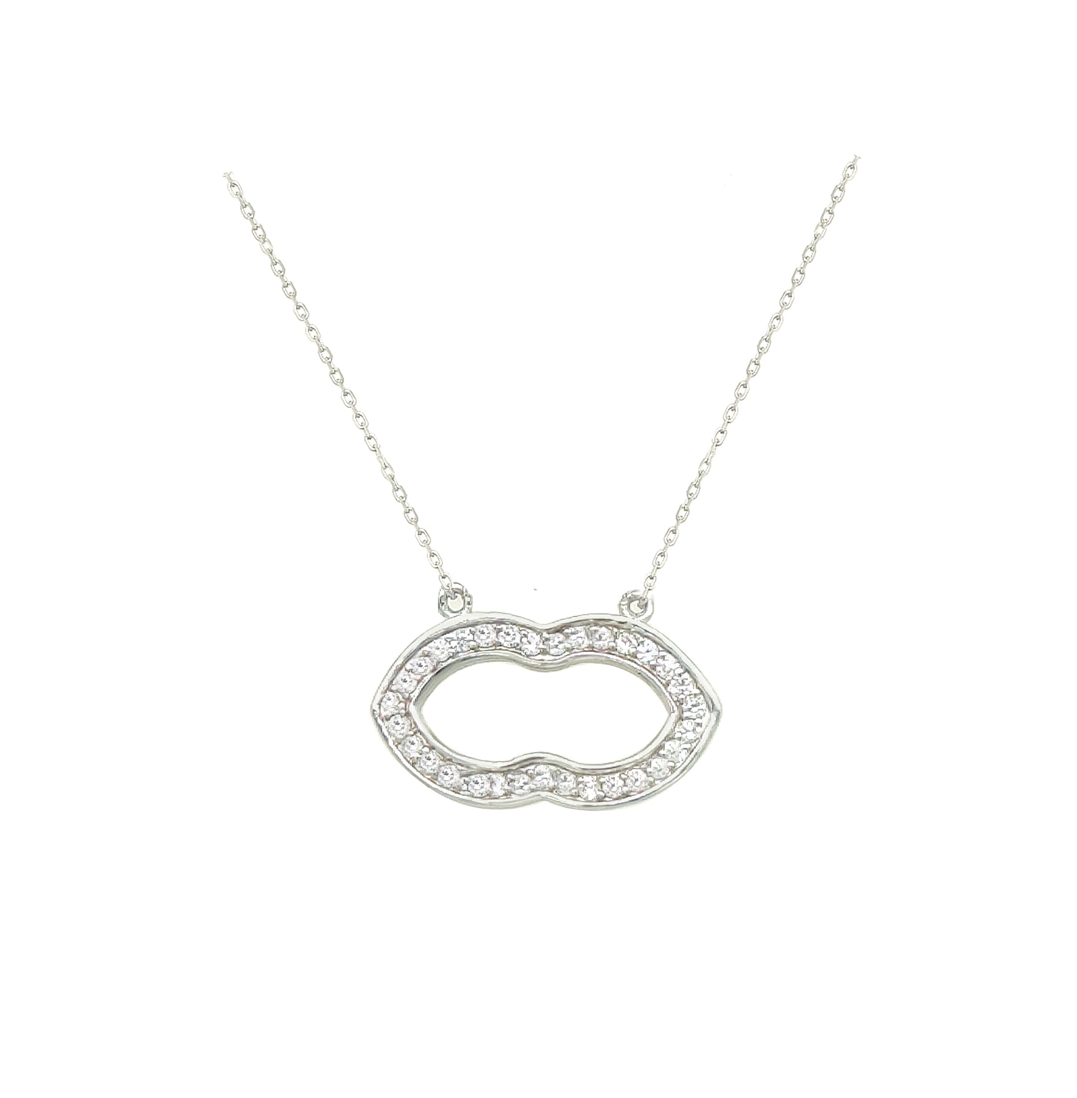 Asfour Crystal 925 Sterling Silver Empty Mouth Necklace