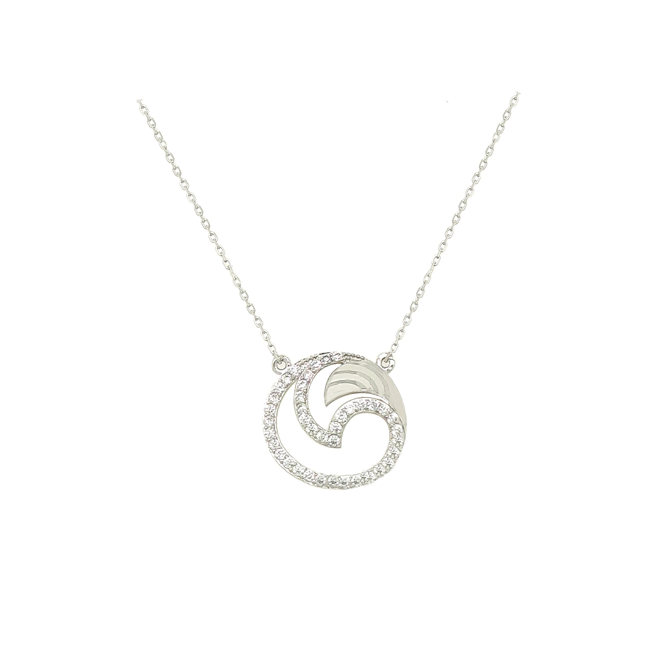 Asfour Crystal 925 Sterling Silver Round Design Necklace