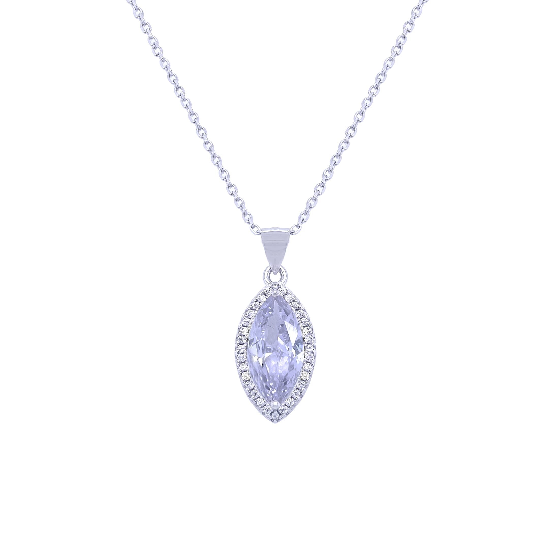 Silver Necklace Sterling 925 With Tanzanite Zircon Stone-Necklaces-Asfour Crystal