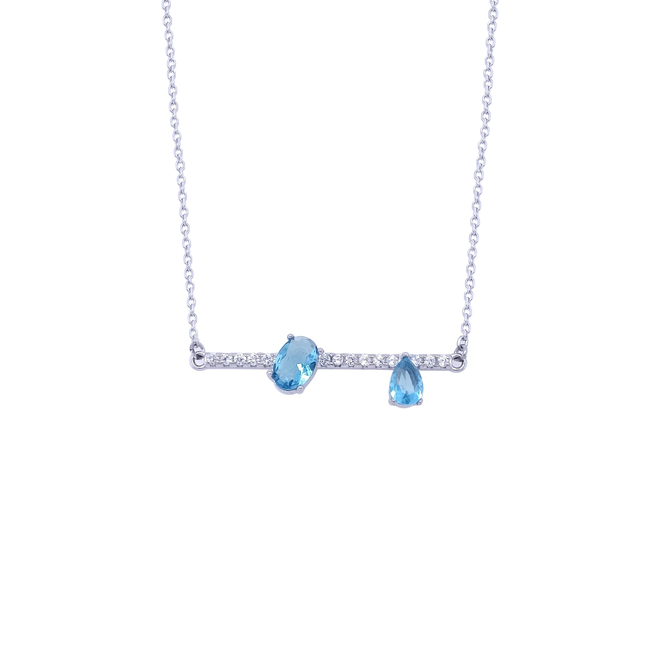 Asfour Sterling Silver 925 With A Rectangular Horizontal Bar Design Pendant