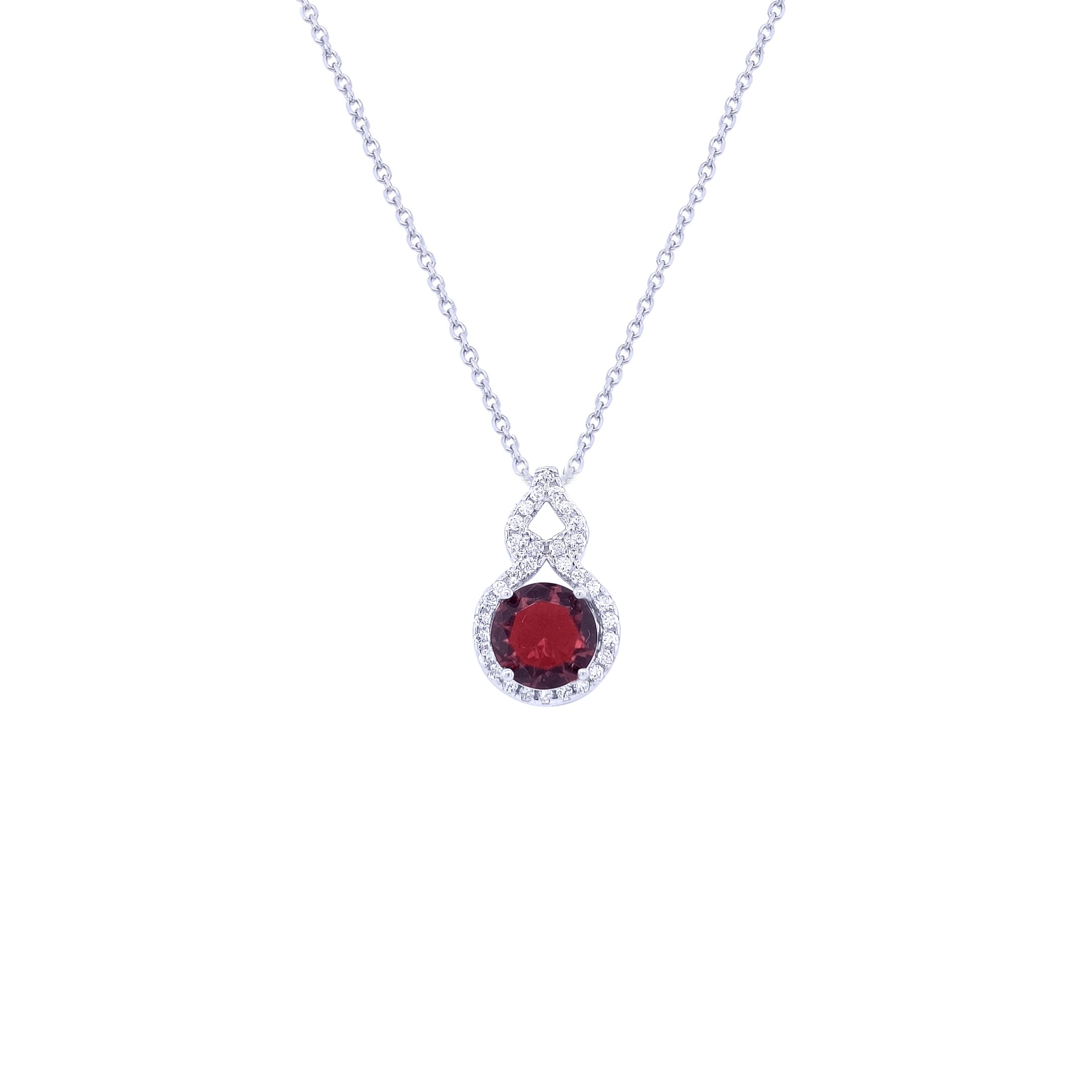 Silver Necklace Sterling 925 With Red Stone-Necklaces-Asfour Crystal