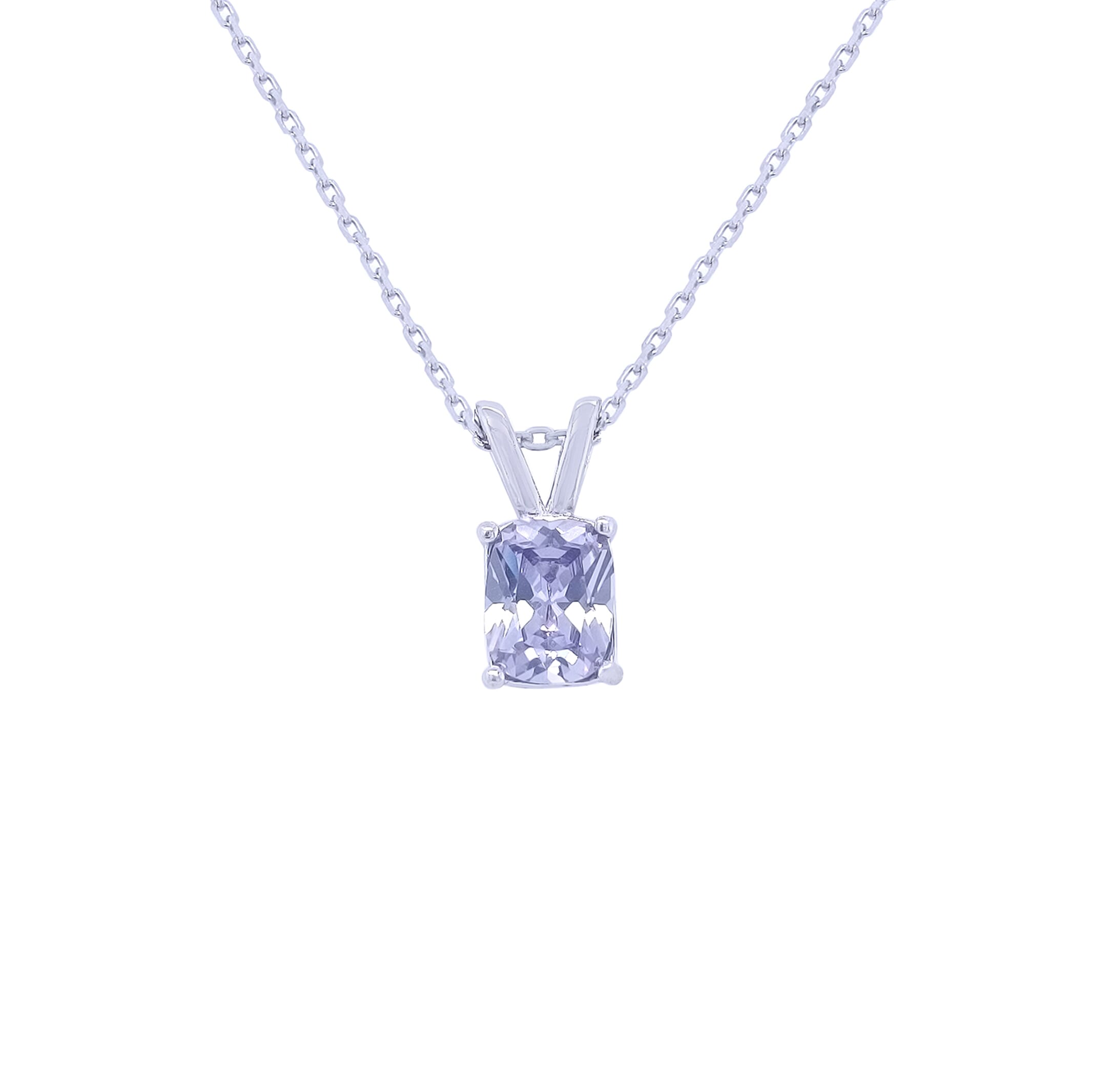 Silver Necklace With Tanzanite Light Blue Stone-Necklaces-Asfour Crystal