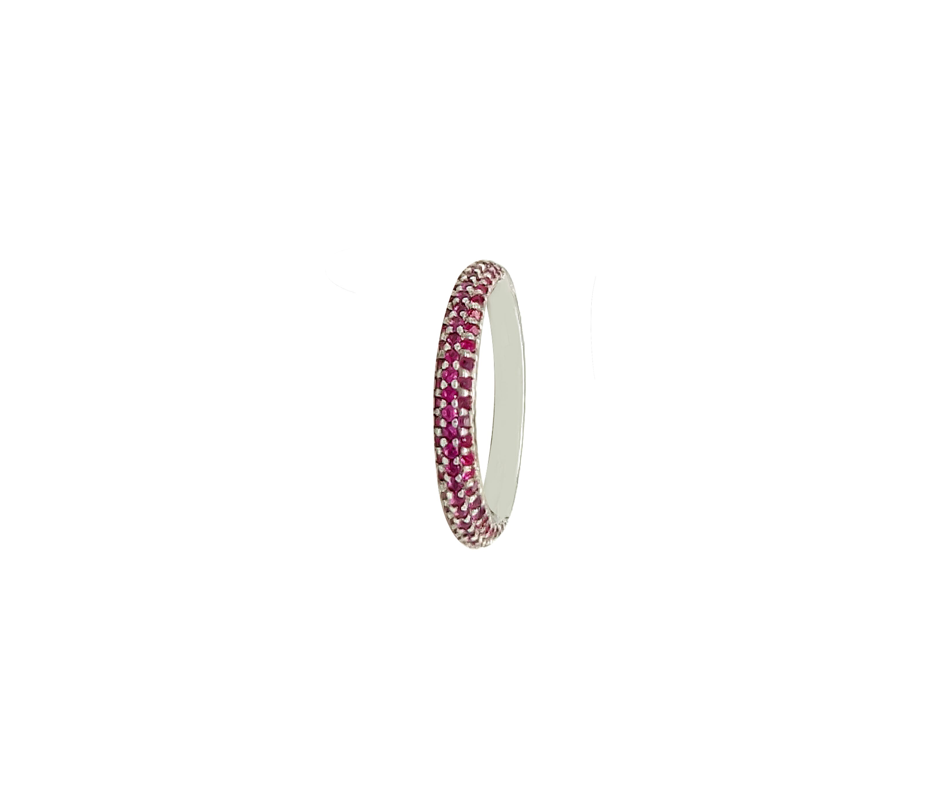 Asfour Crystal 925 Sterling Silver Circle Ring With Fuchsia Zircon Stones