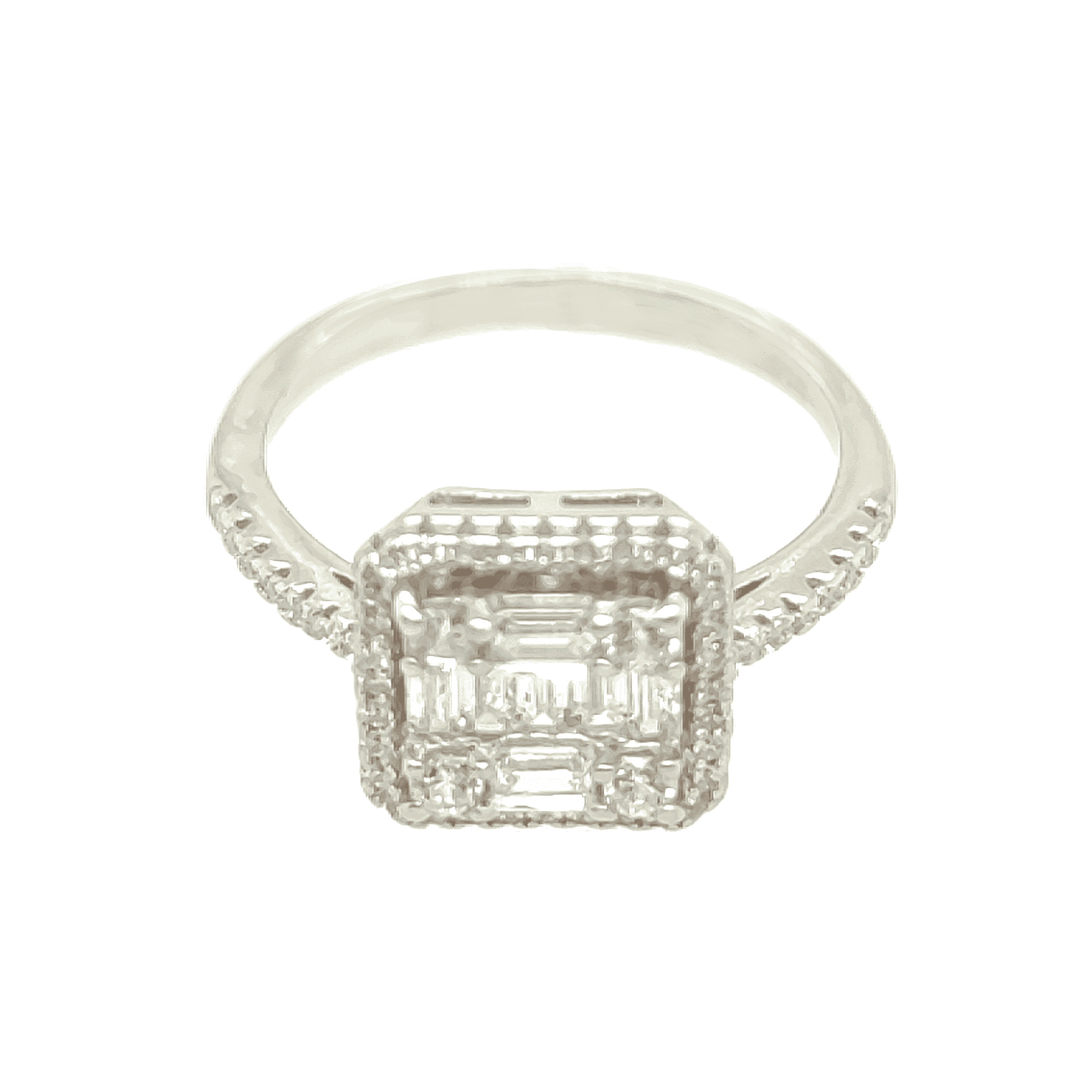 Asfour Square Design Ring In 925 Sterling Silver
