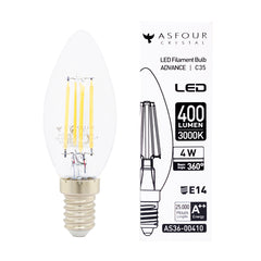Asfour Led Filament Bulb E14 - Warm Light - 4w (Energy Saver)