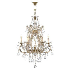 Asfour Crystal - Maria Theresa Chandelier - 7 Bulbs - Gold - Pendeloque Clear