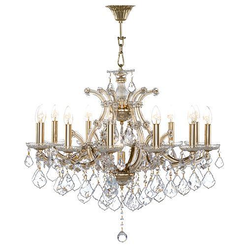 Asfour Crystal - Maria Theresa Chandelier - 13 Bulbs - Gold - Pendeloque Clear