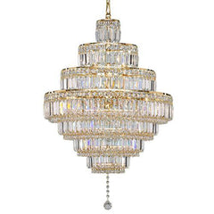 Asfour Crystal - Empire Chandelier - 18 Bulbs - Gold - Ball Clear