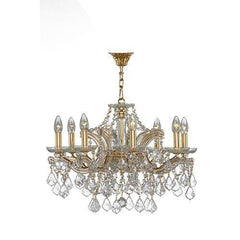 Asfour Crystal - Maria Theresa Chandelier - 8 Bulbs - Gold - Pendeloque Clear