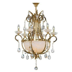 Asfour Crystal - Alabaster Chandelier - 10 Bulbs - Gold Oxide - Ball Clear