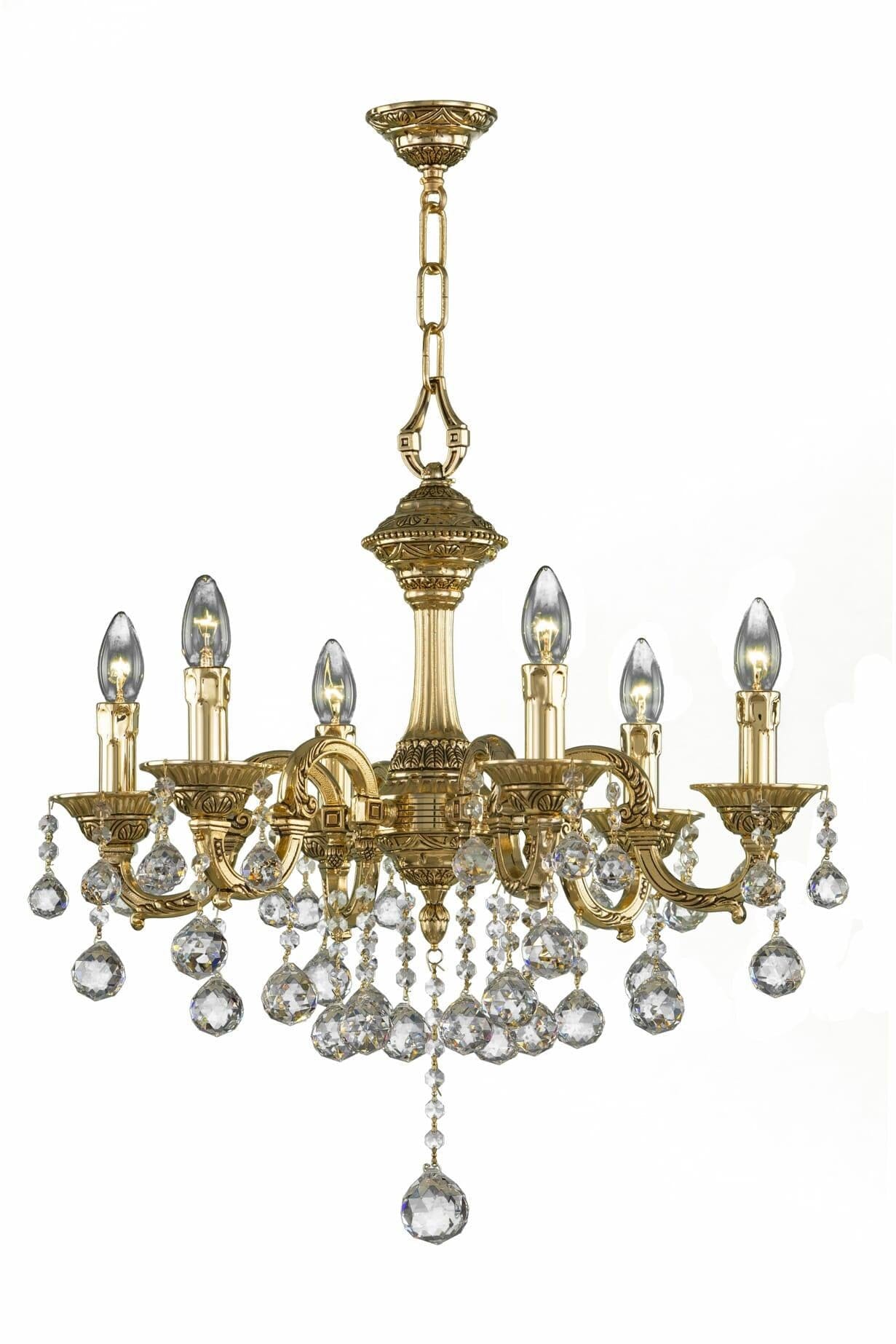 Chandelier 38/6/6 Gold Oxide Ball - 6 Bulb