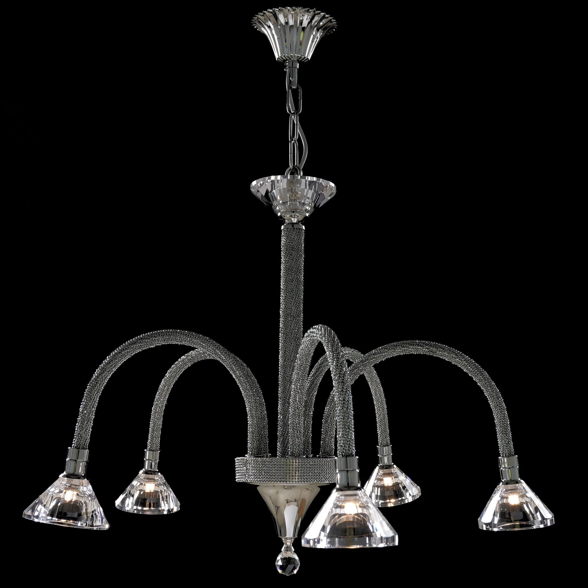 Asfour Chandelier 7901/5 Chrome Chatons Hallogen