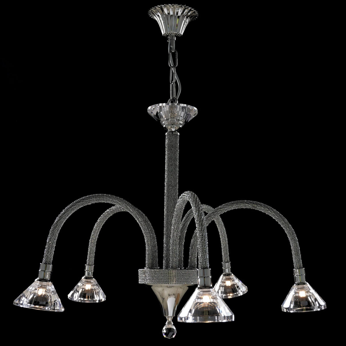 Asfour Chandelier 7901/5 Chrome Chatons Hallogen