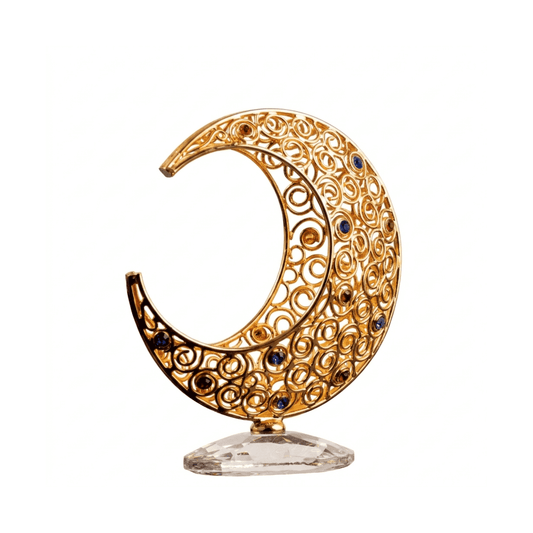 Asfour Crystal Golden Crescent – With Base – Gold – Satin – 11/4/13