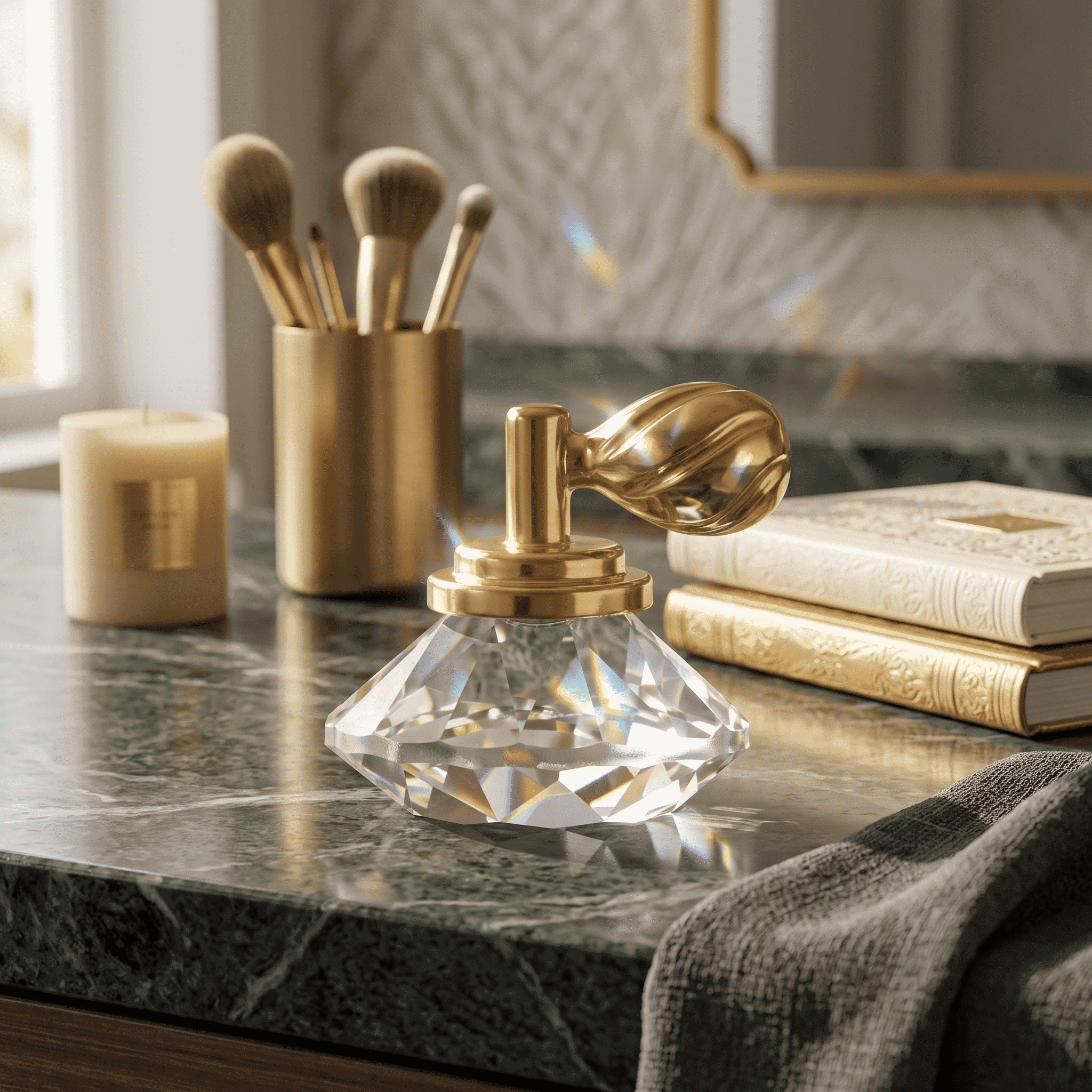 Asfour Crystal Diffuser – Gold and Clear – 4 × 5