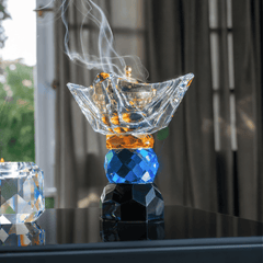 Taj Incense Burner 14/12 with Light Topaz, Light Sapphire & Jet Crystal