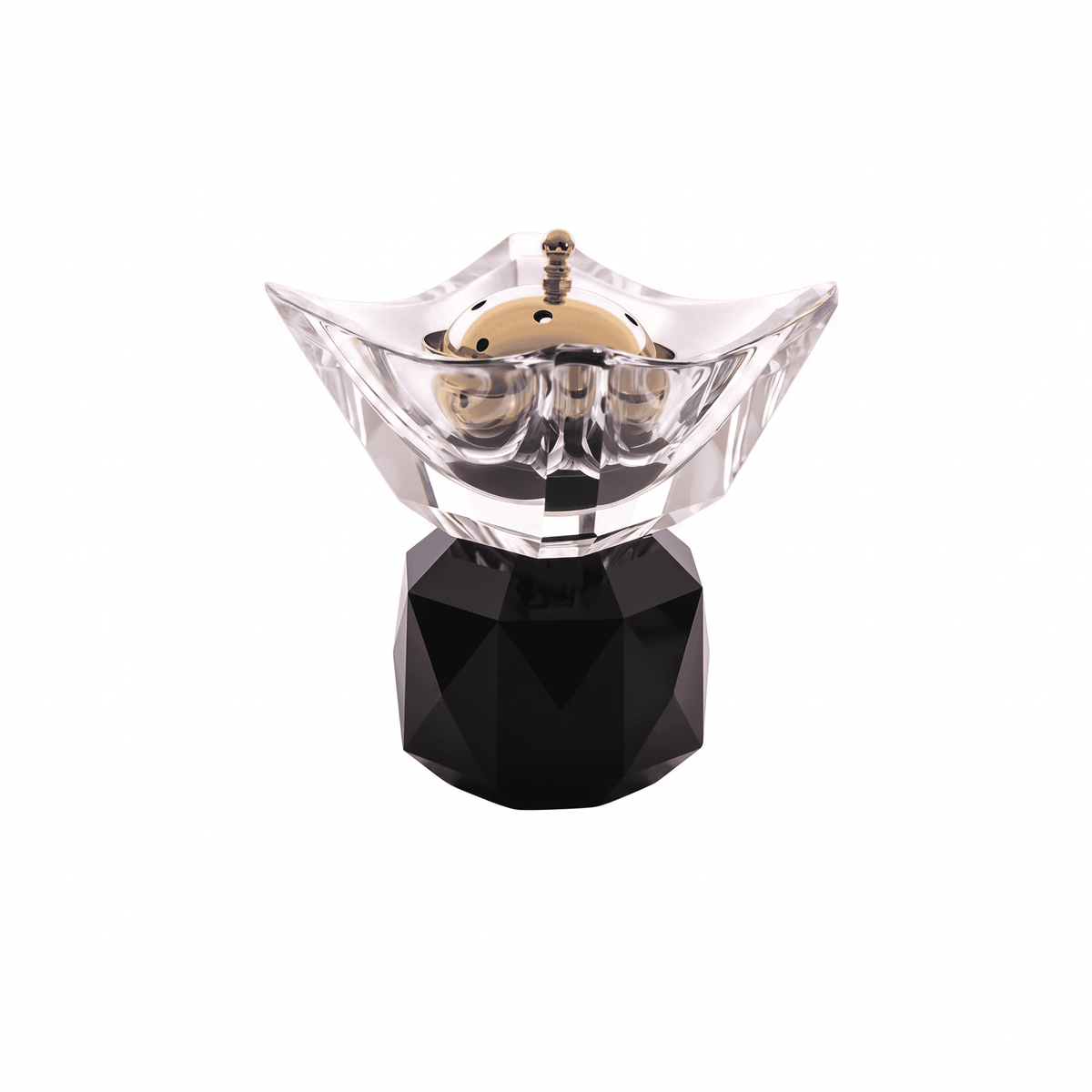 Taj Round Incense Burner 14/12 with Clear & Jet Crystal