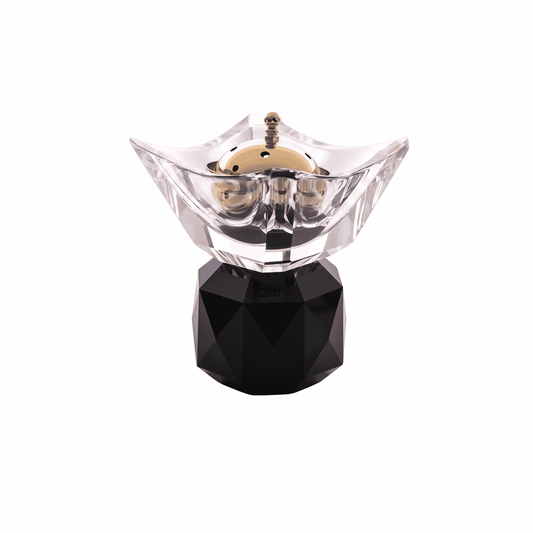 Taj Round Incense Burner 14/12 with Clear & Jet Crystal