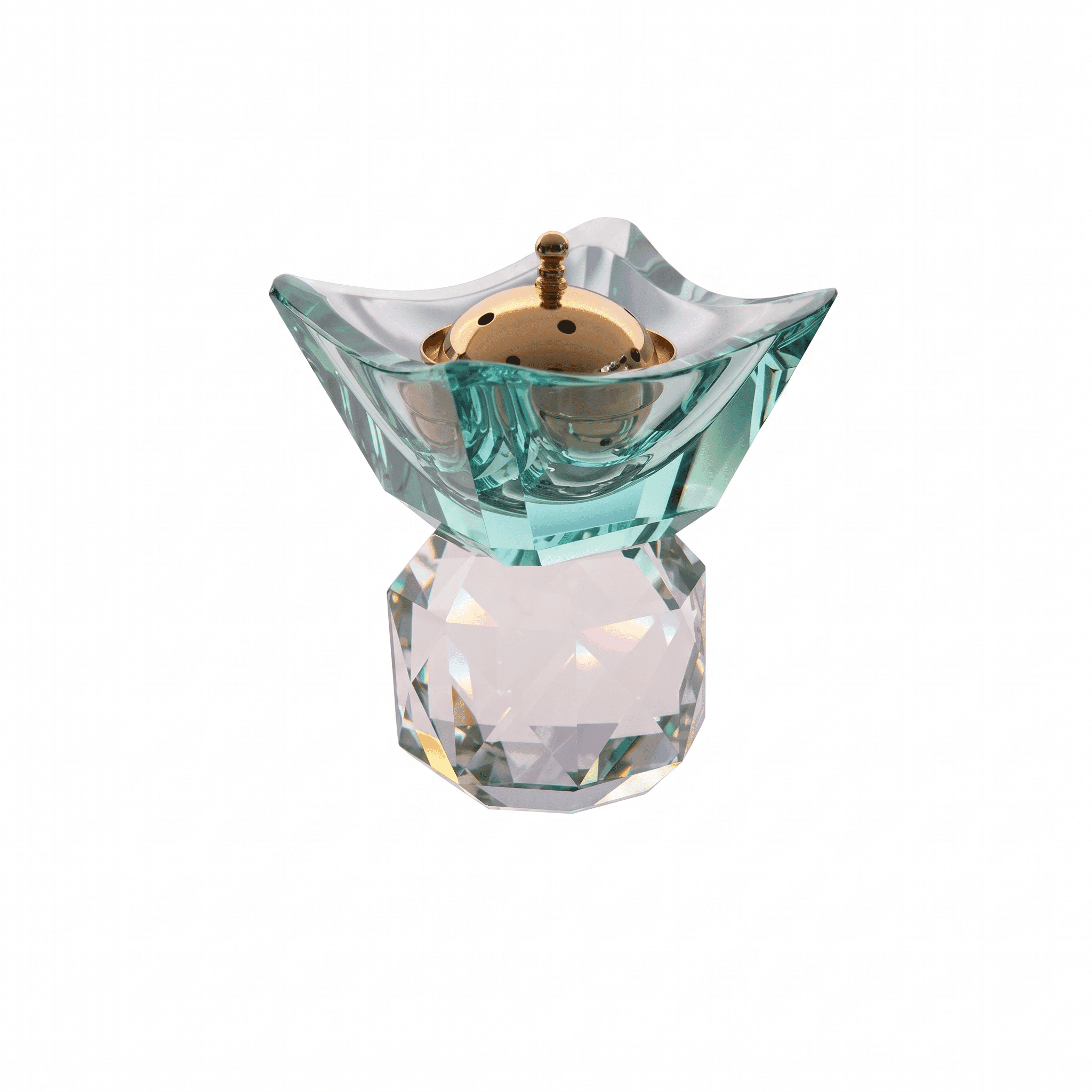 Taj Incense Burner 14/12 with Antique Green & Clear Crystal