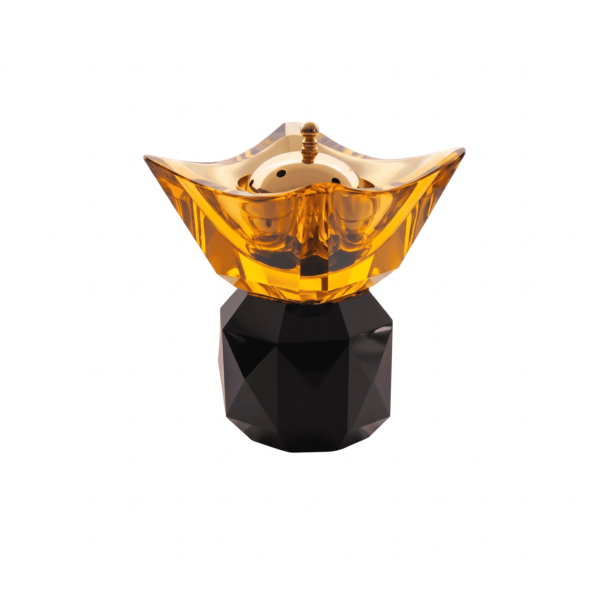 Taj Incense Burner 14/12 with Light Topaz & Jet Crystal