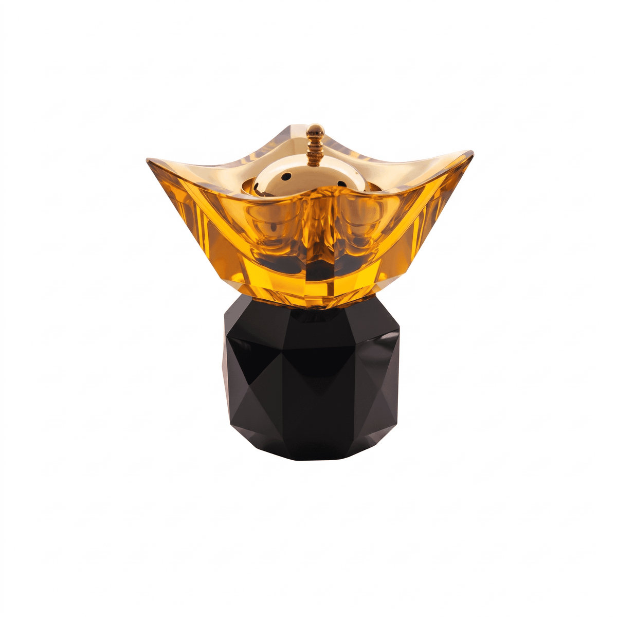 Taj Incense Burner 14/12 with Light Topaz & Jet Crystal