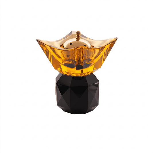 Taj Incense Burner 14/12 with Light Topaz & Jet Crystal