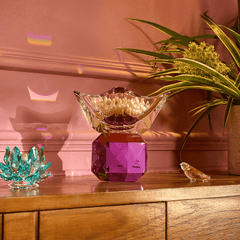 Taj Incense Burner 14/12 with Clear & Light Violet Crystal