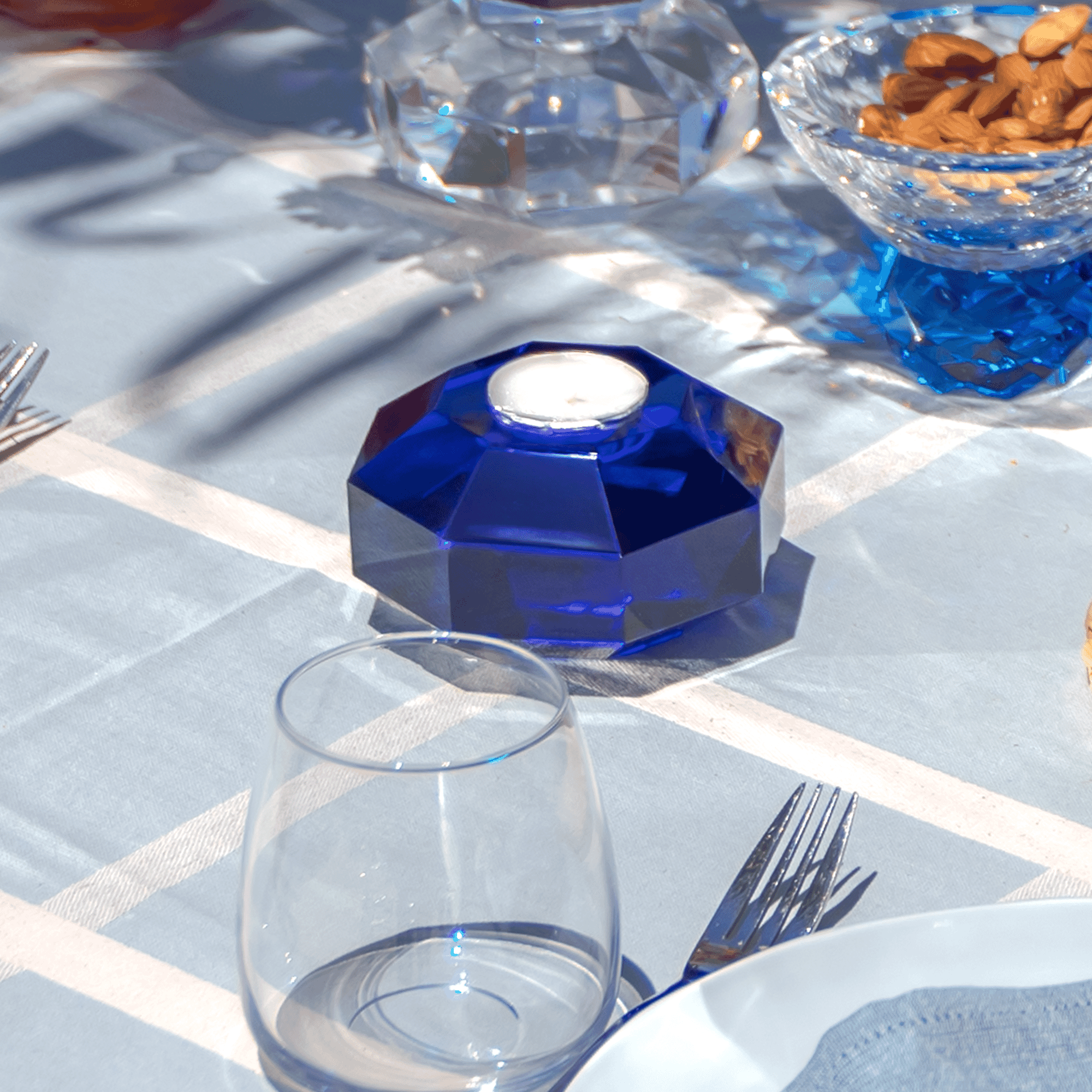 Taj Octagonal Ring Candle Holder 9/8 with Sapphire Crystal