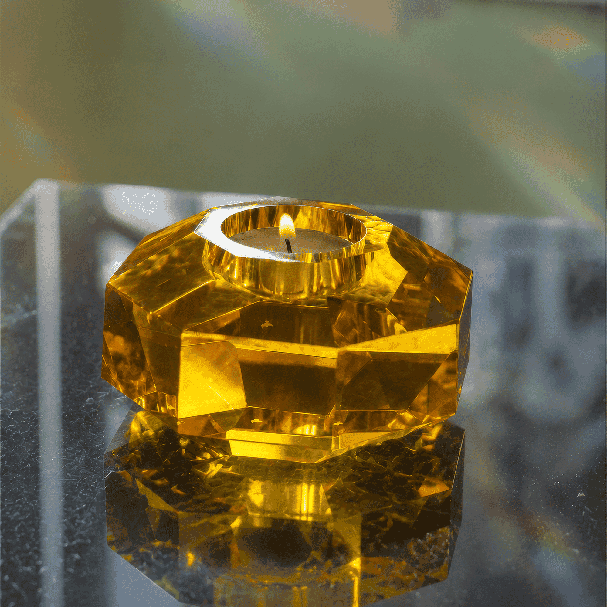 Taj Octagonal Ring Candle Holder 9/8 with Topaz Crystal