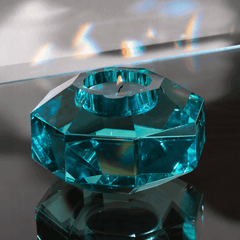 Taj Octagonal Ring Candle Holder 9/8 with Antique Green Crystal