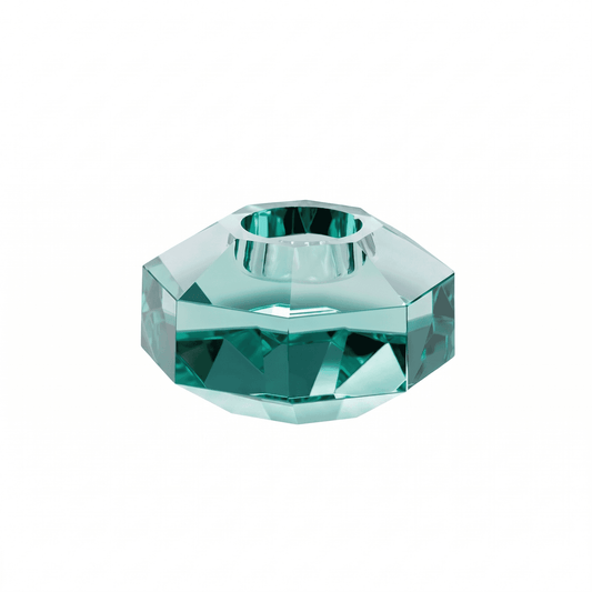 Taj Octagonal Ring Candle Holder 9/8 with Antique Green Crystal