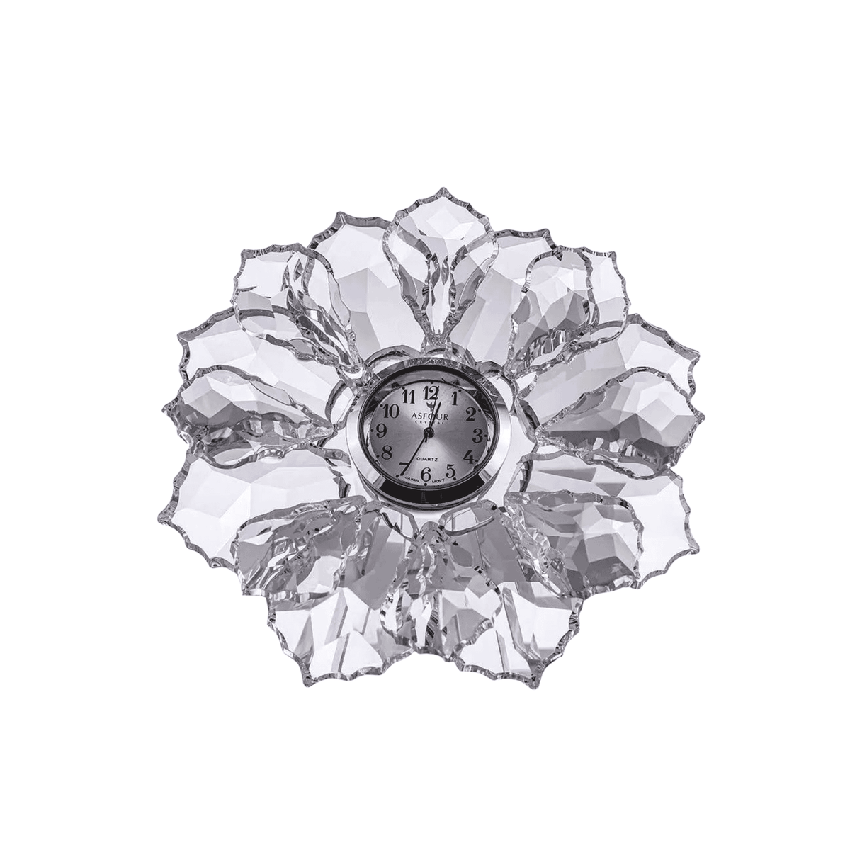 レア☆アスフォークリスタル asfour crystal ローズ クロック時計 Asfour Crystal Flower – Clear and Silver – 407/911/1